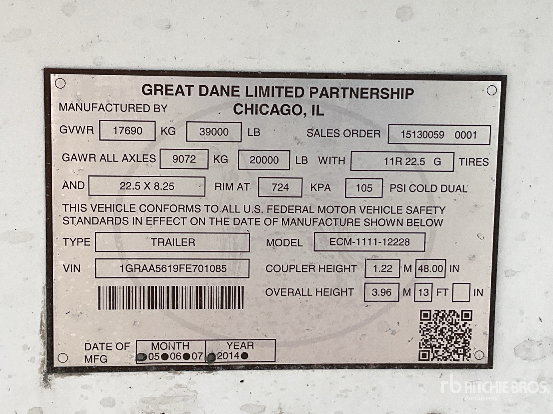 General Appearance with Serial Number / VIN