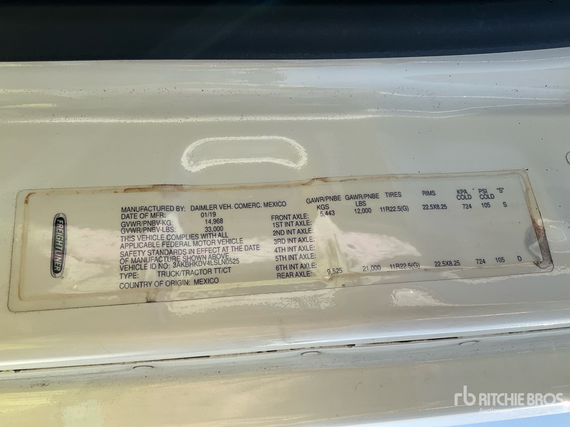 General Appearance with Serial Number / VIN