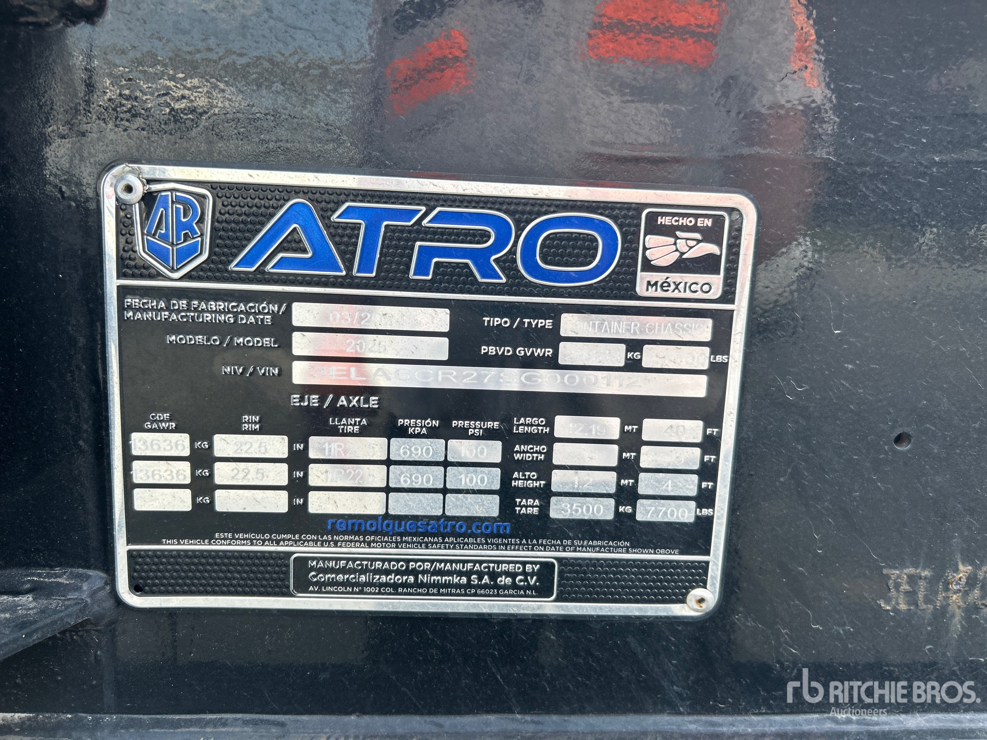 General Appearance with Serial Number / VIN
