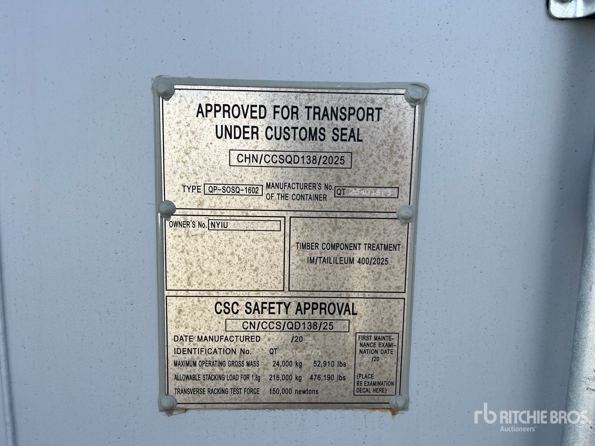 General Appearance with Serial Number / VIN