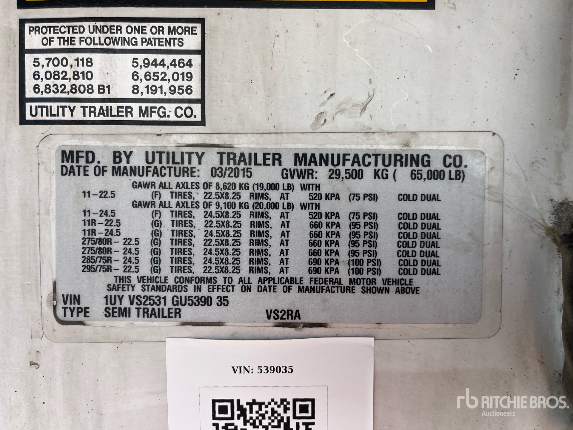 General Appearance with Serial Number / VIN