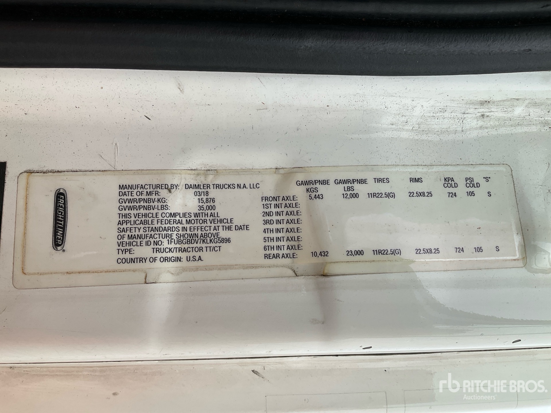 General Appearance with Serial Number / VIN