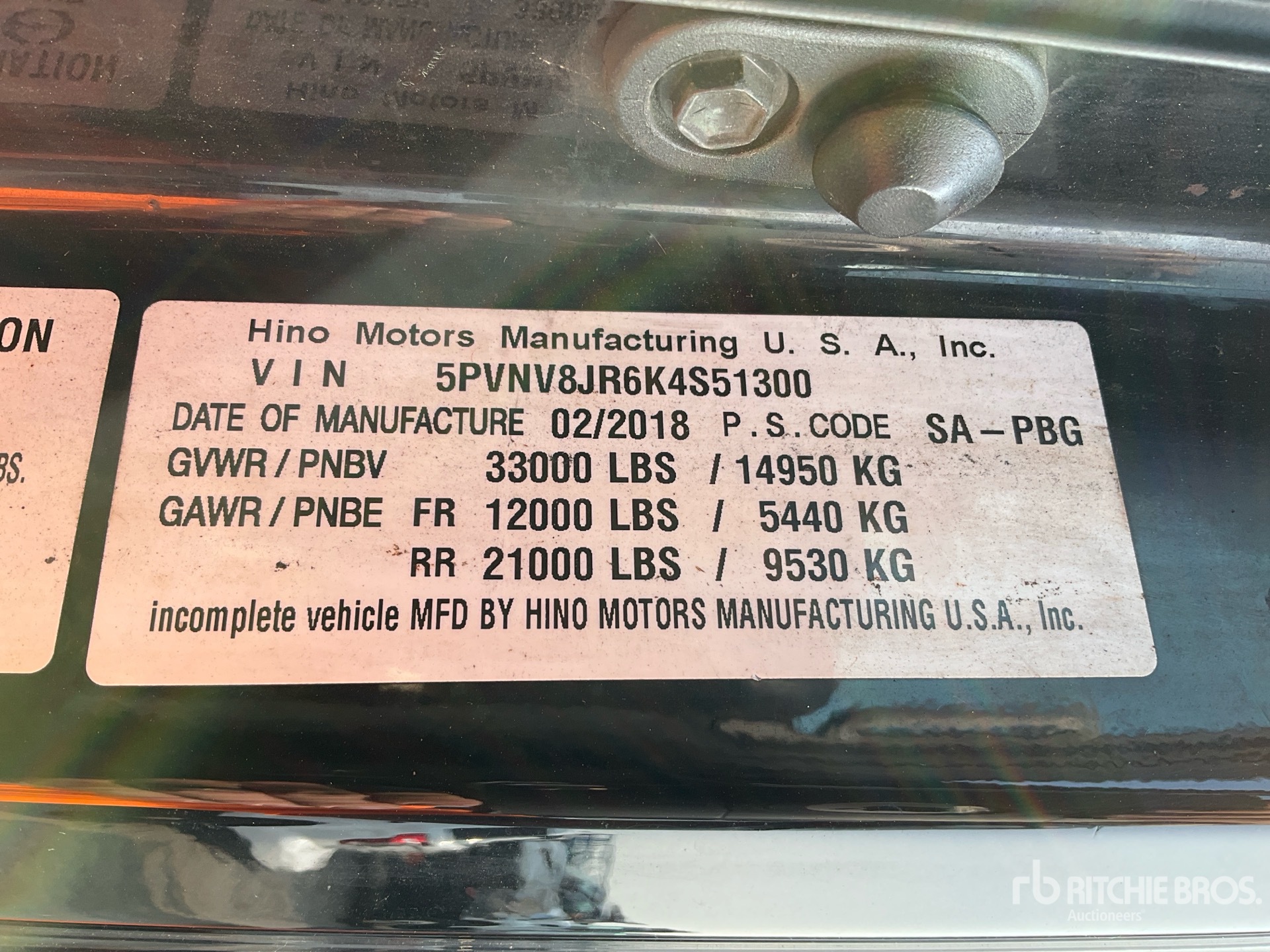 General Appearance with Serial Number / VIN