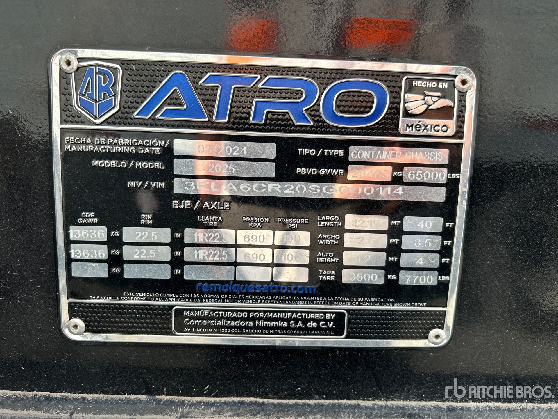 General Appearance with Serial Number / VIN