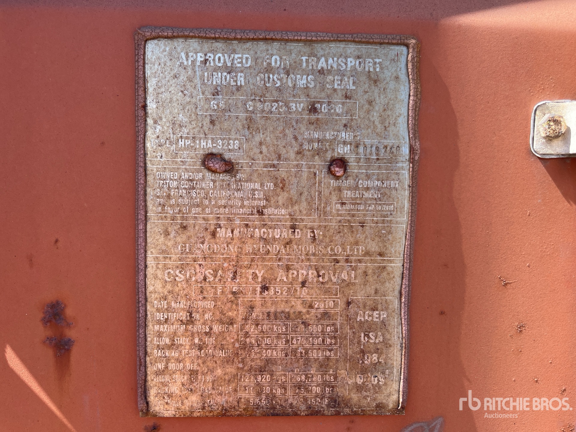 General Appearance with Serial Number / VIN