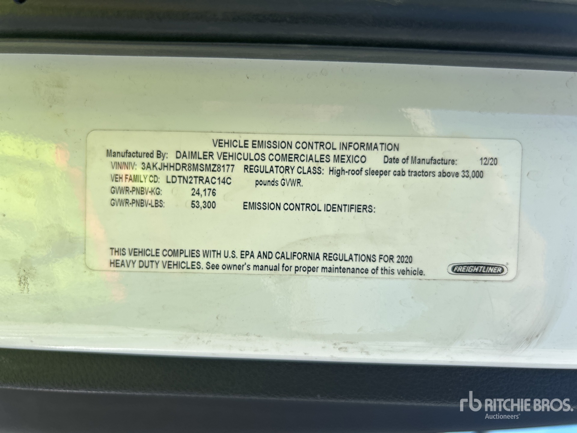 General Appearance with Serial Number / VIN