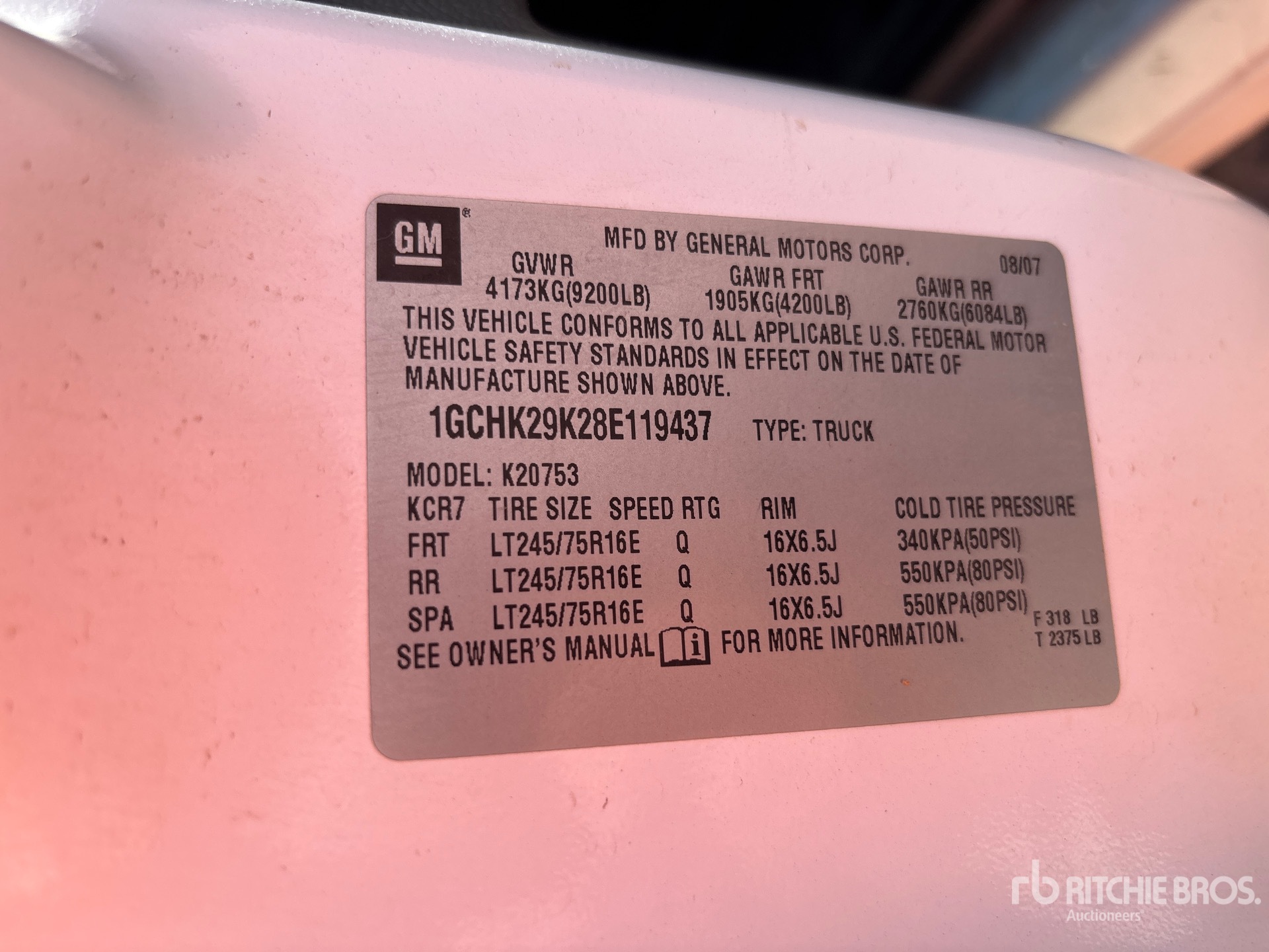 General Appearance with Serial Number / VIN