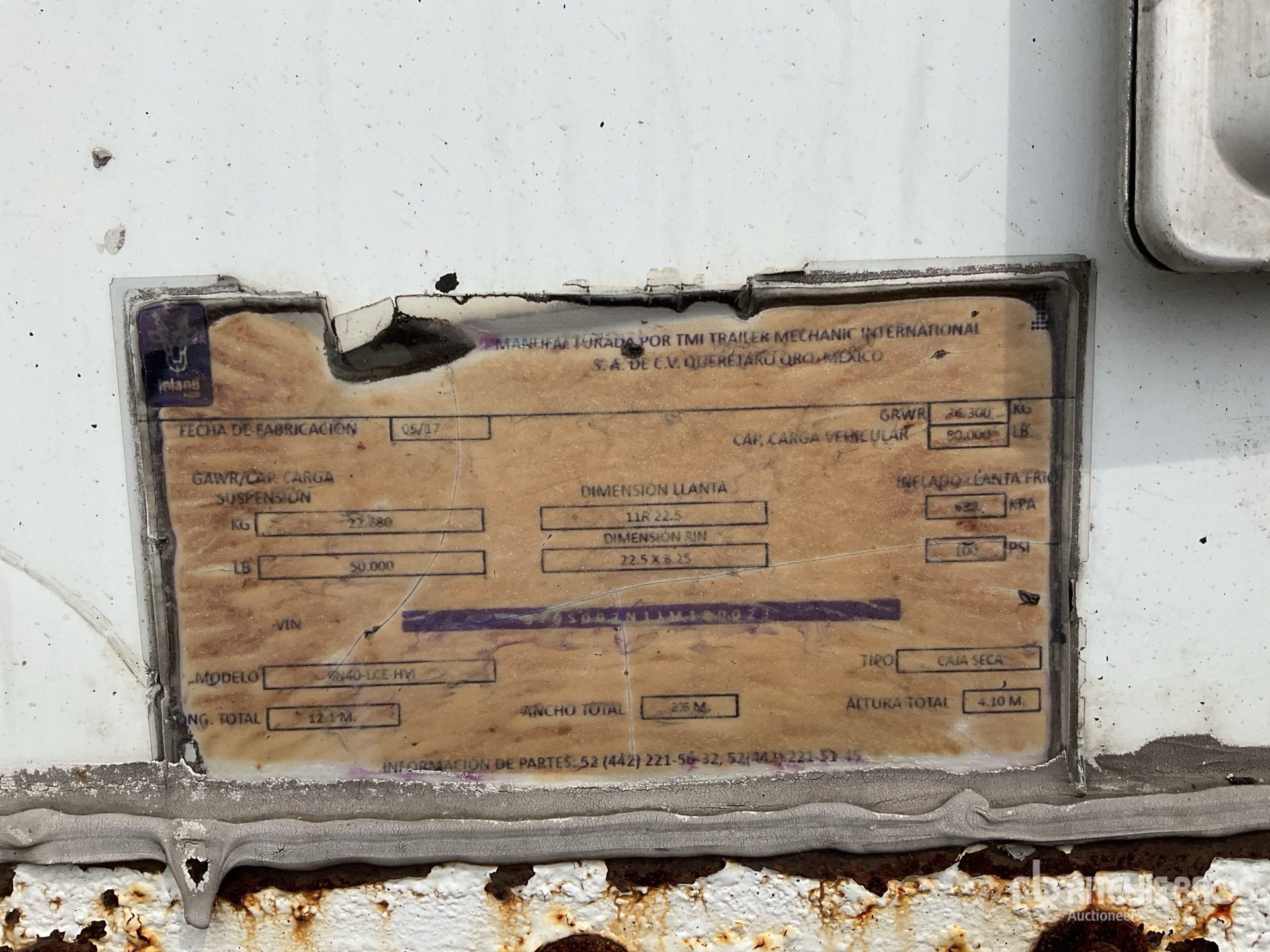 General Appearance with Serial Number / VIN