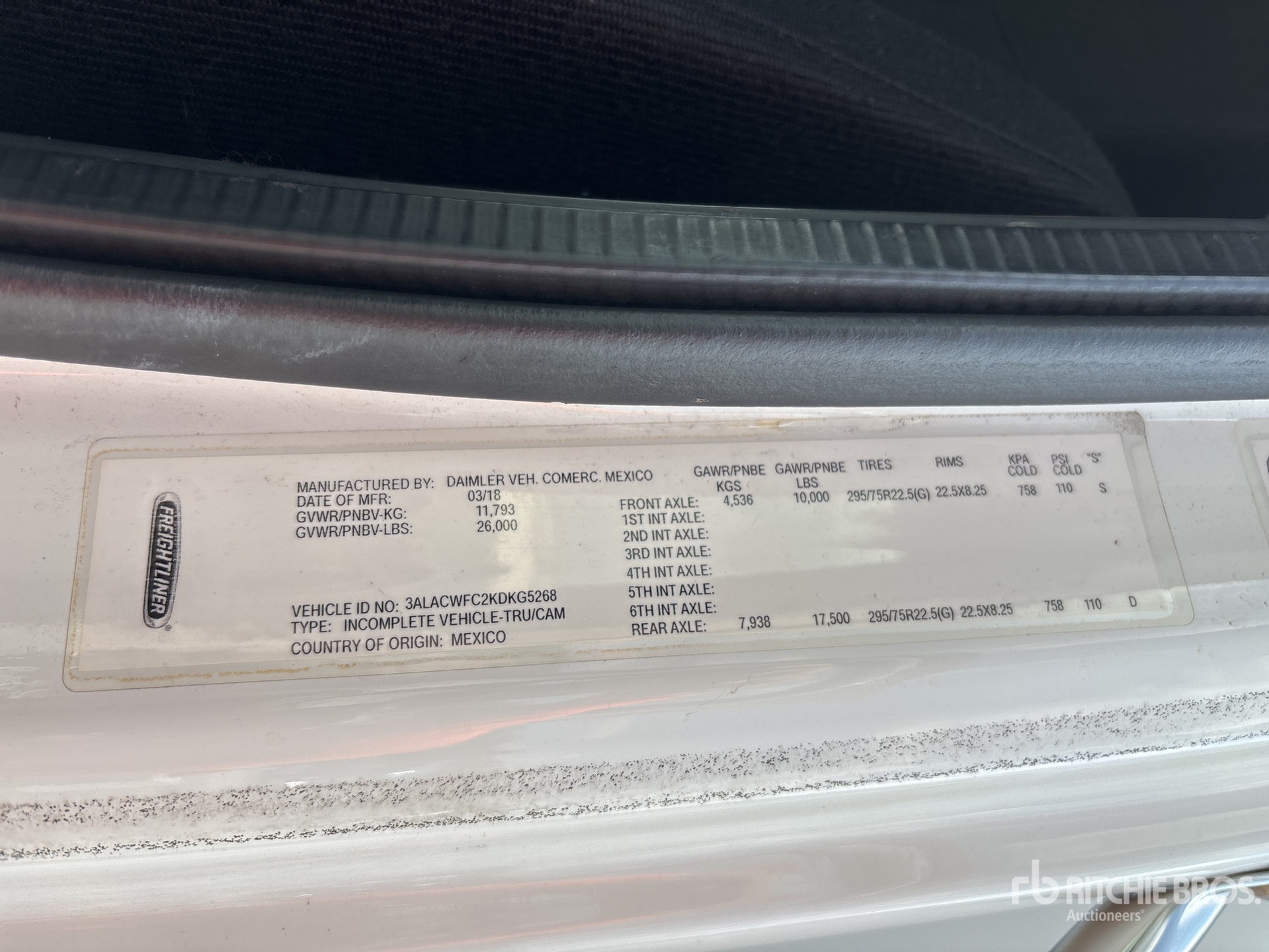 General Appearance with Serial Number / VIN