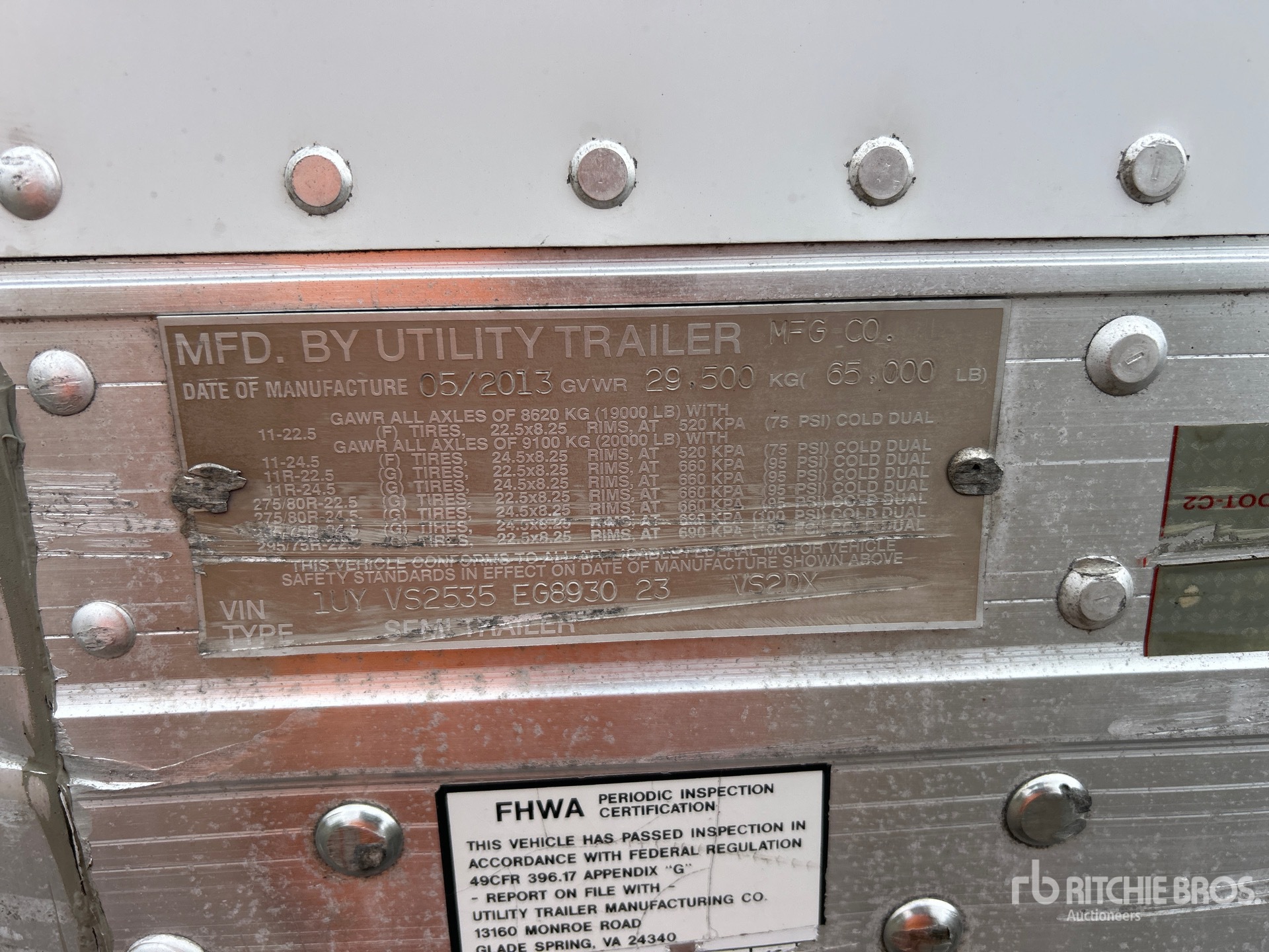 General Appearance with Serial Number / VIN