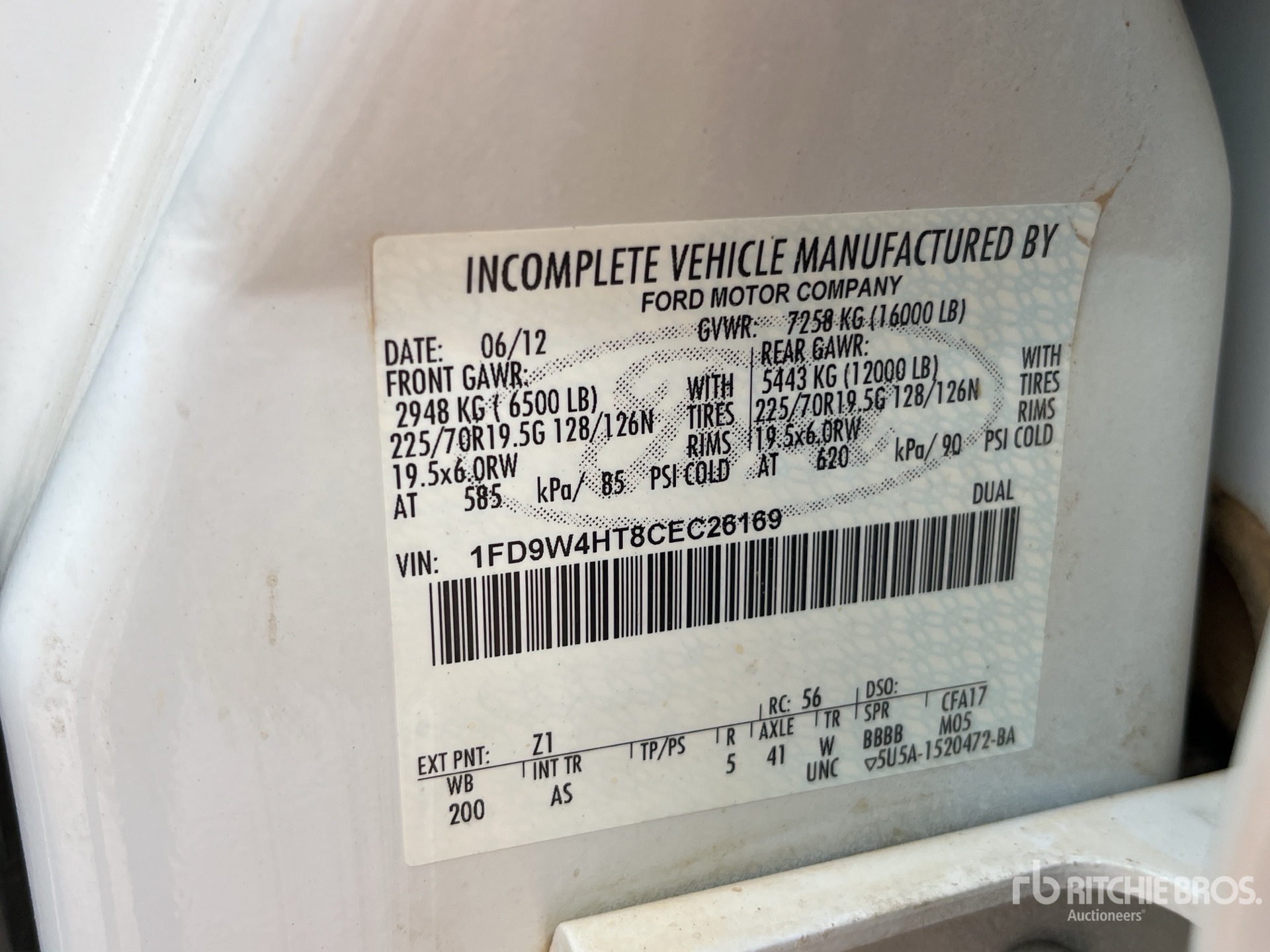 General Appearance with Serial Number / VIN
