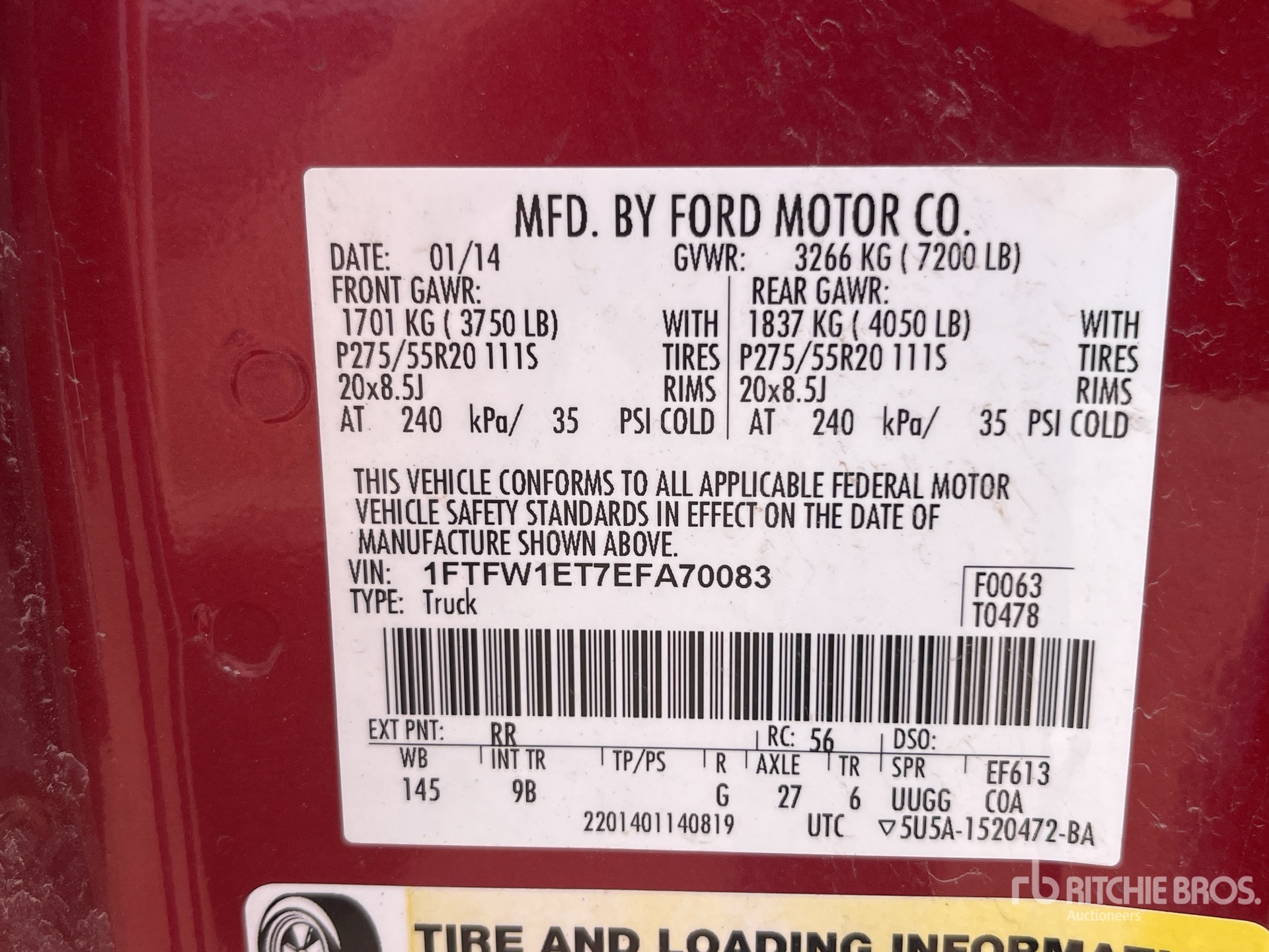 General Appearance with Serial Number / VIN