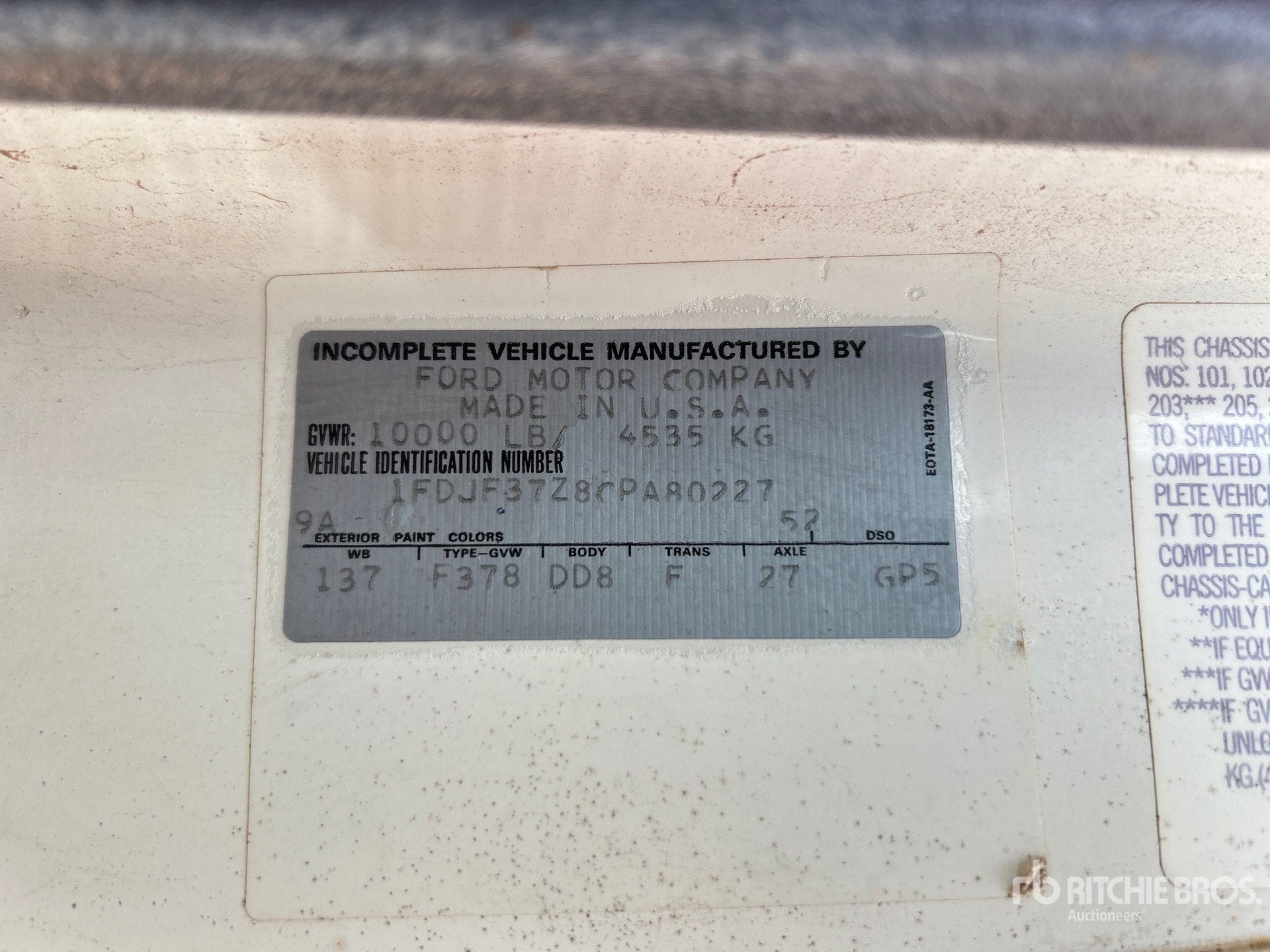 General Appearance with Serial Number / VIN