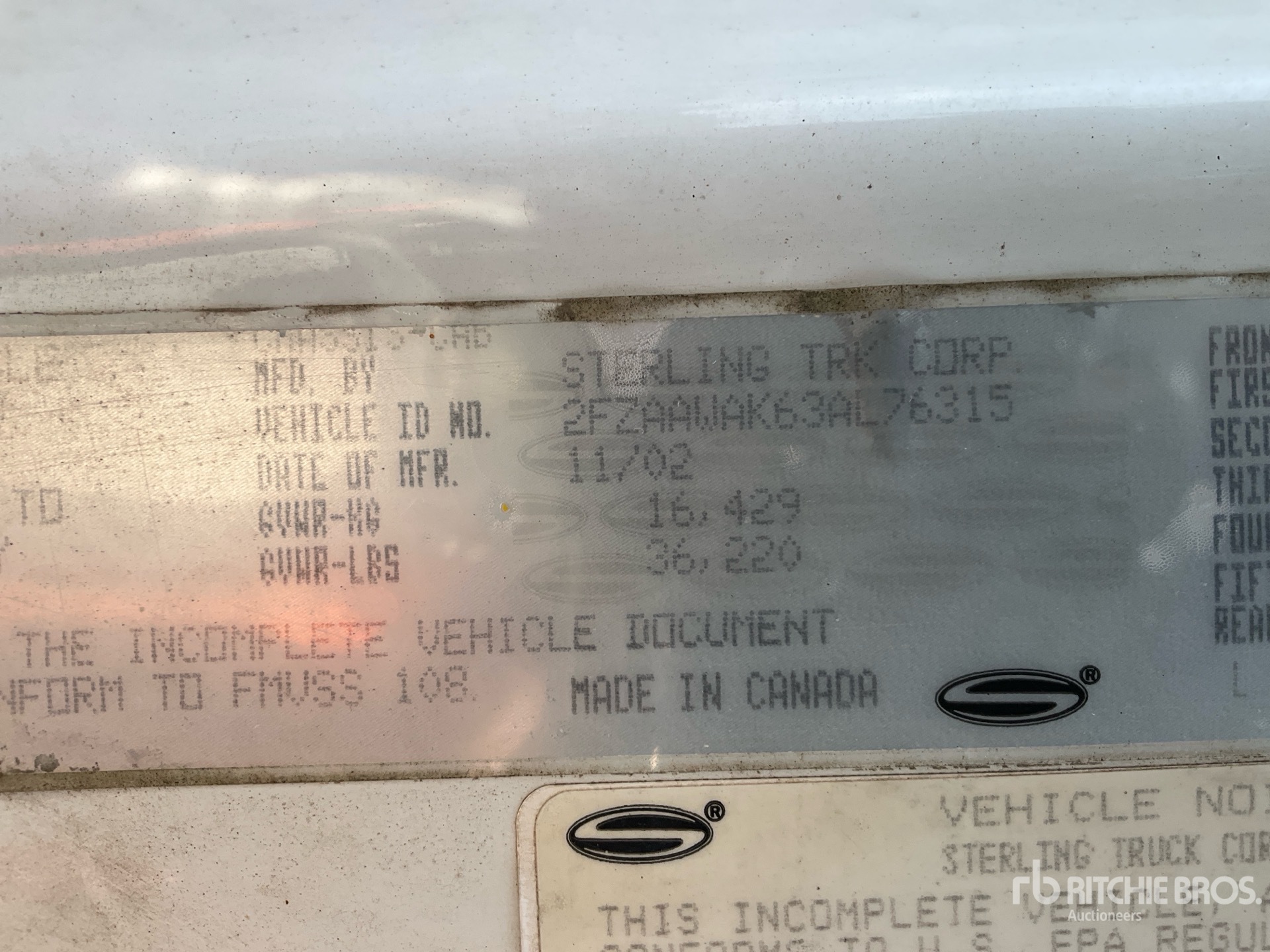 General Appearance with Serial Number / VIN