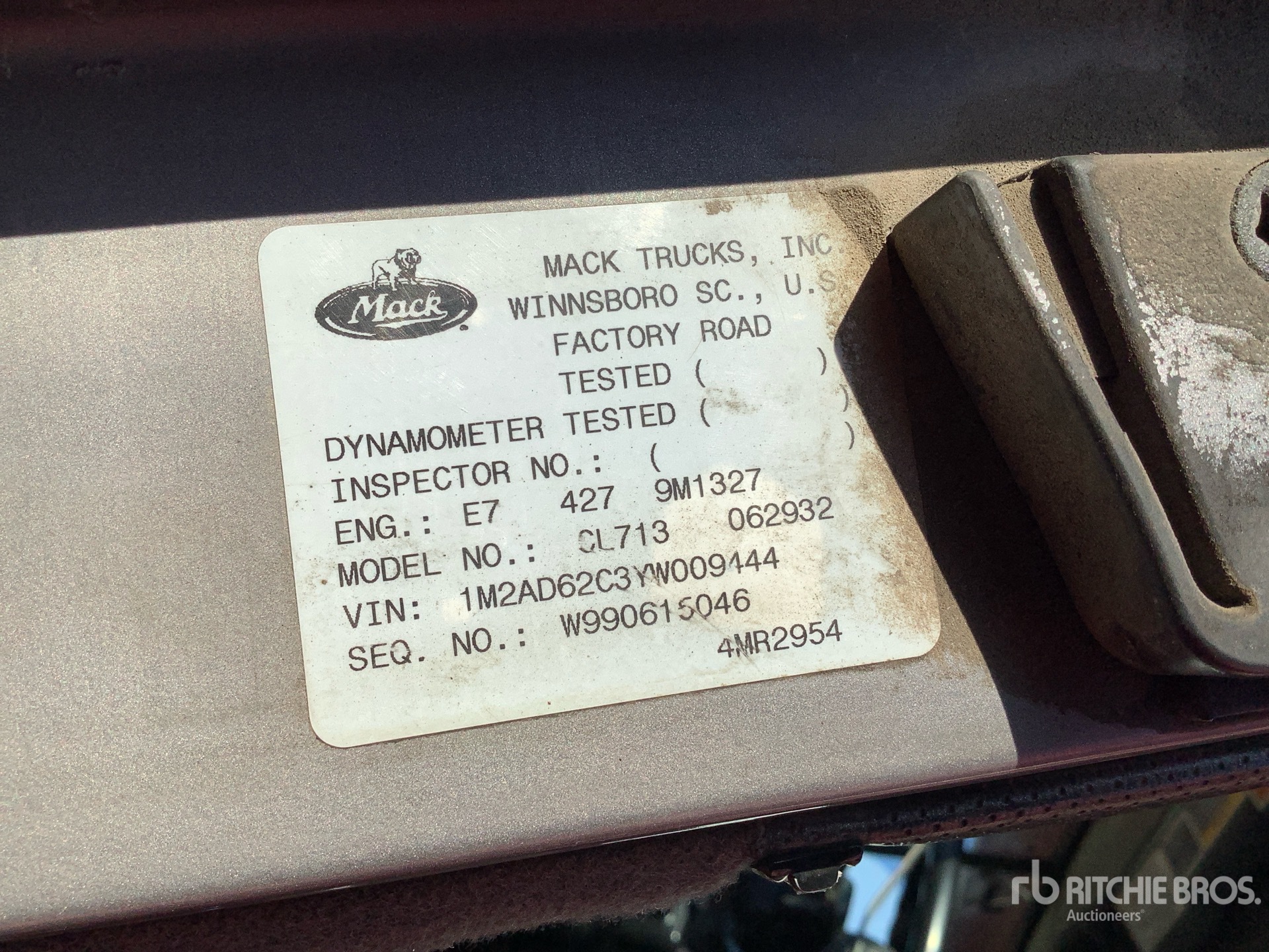 General Appearance with Serial Number / VIN
