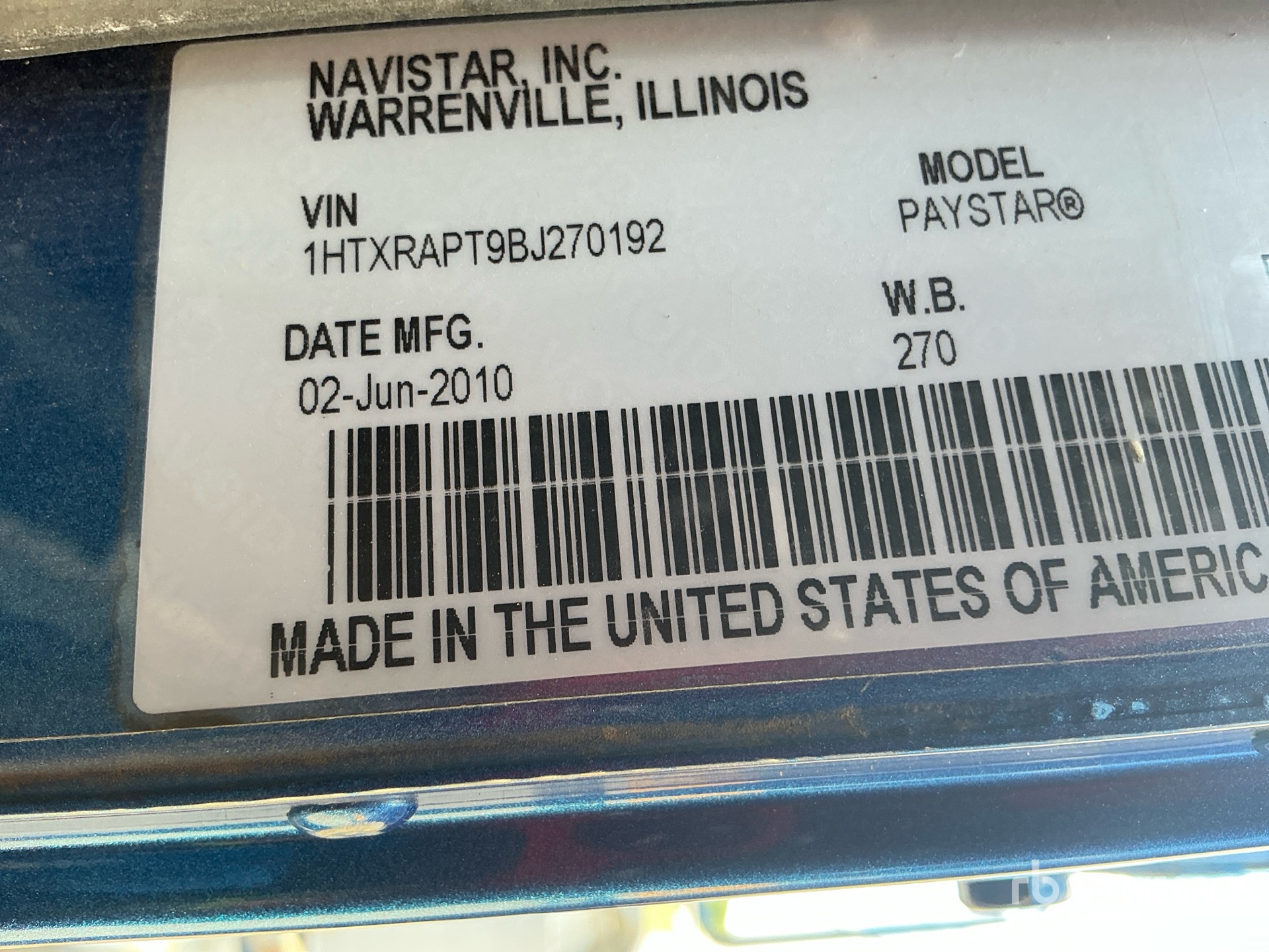 General Appearance with Serial Number / VIN