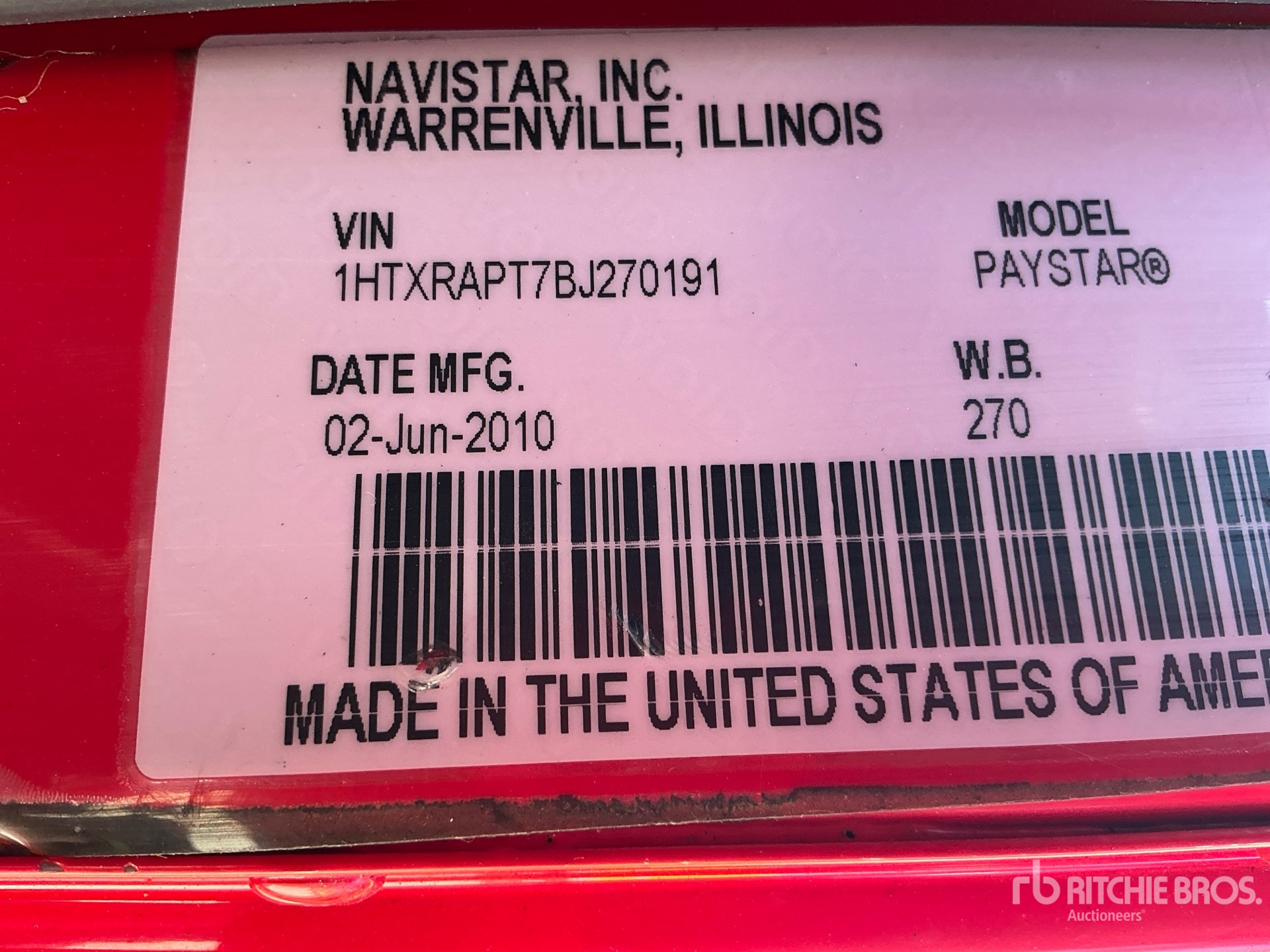 General Appearance with Serial Number / VIN