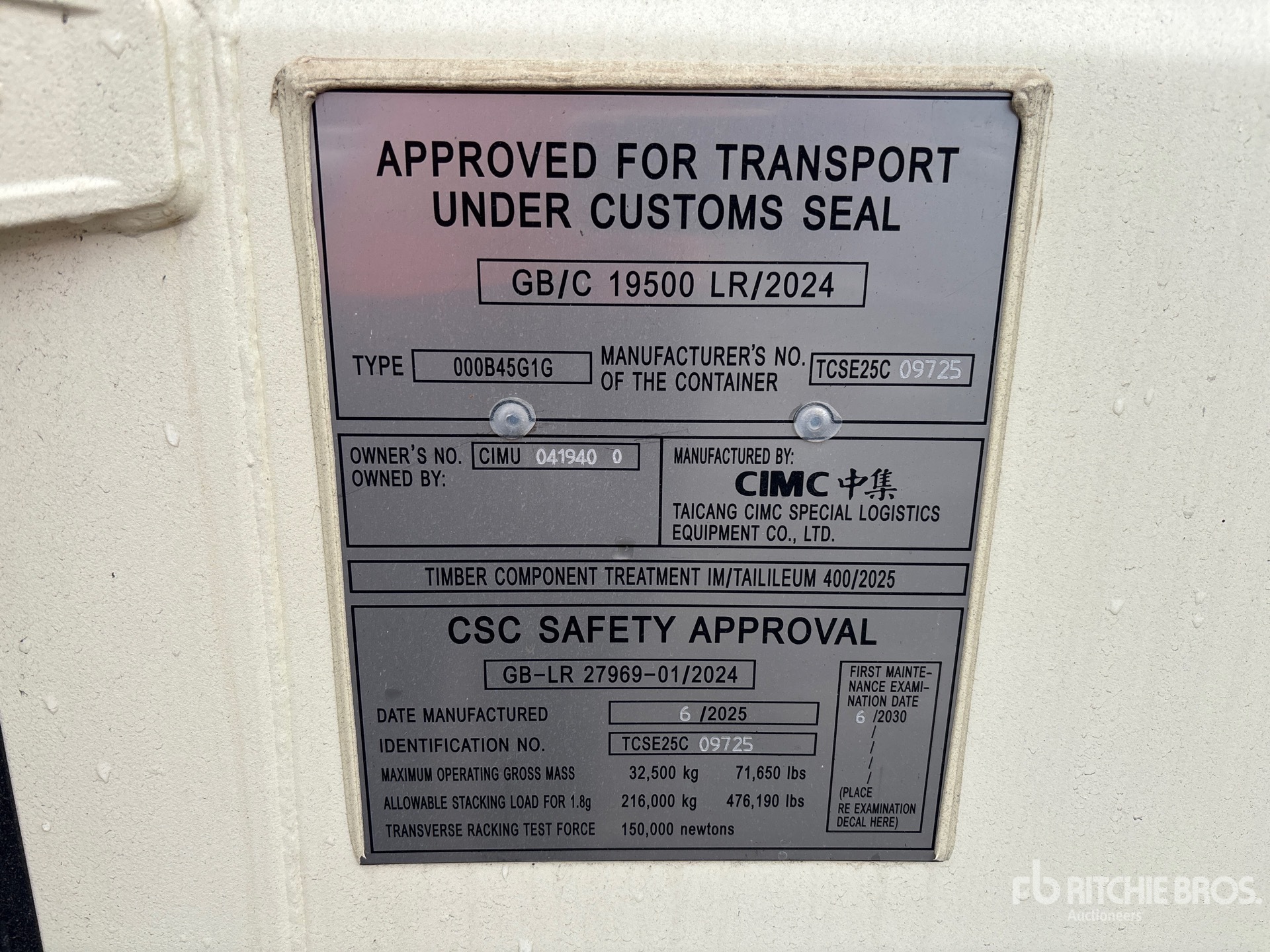 General Appearance with Serial Number / VIN