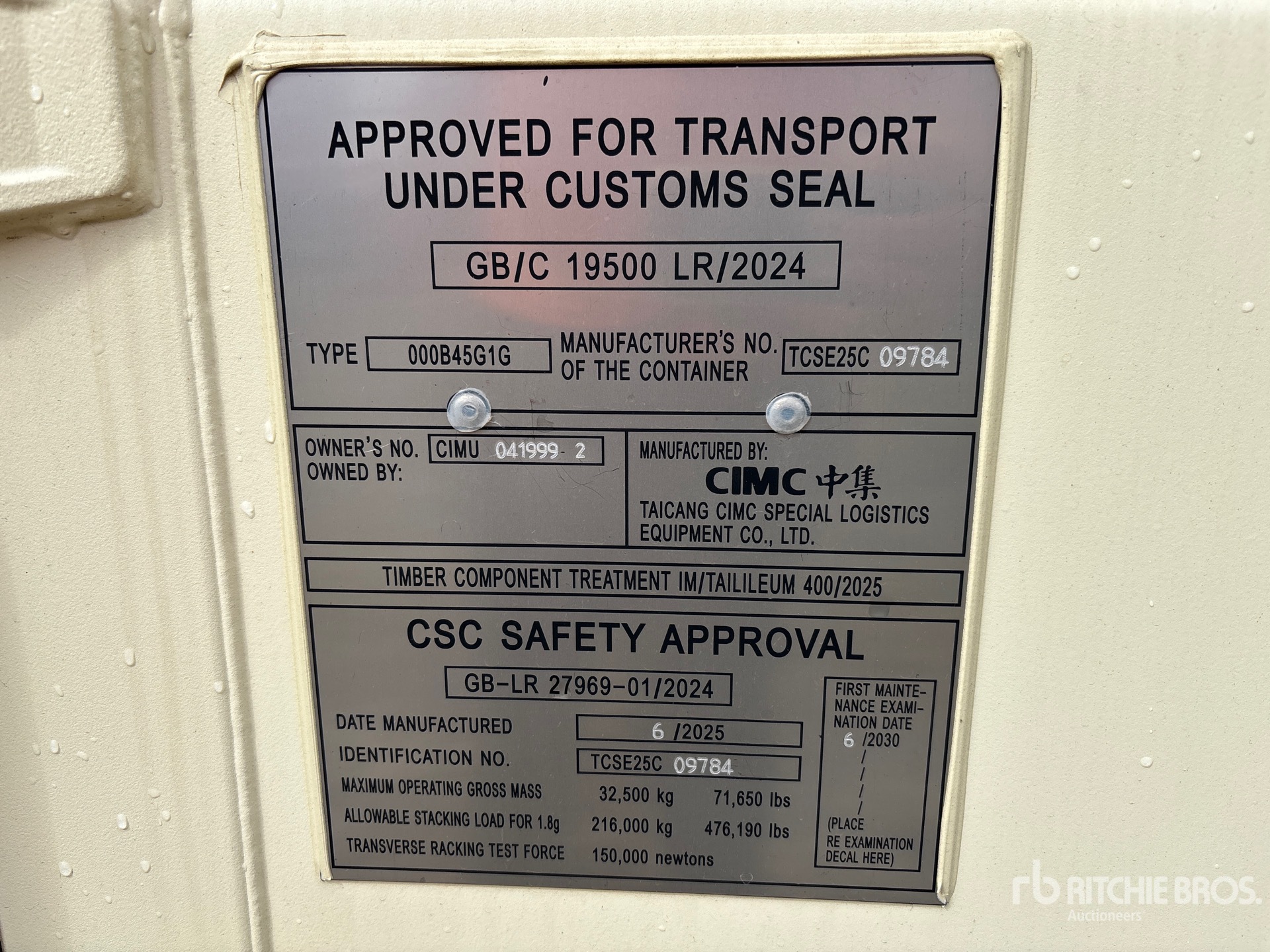 General Appearance with Serial Number / VIN
