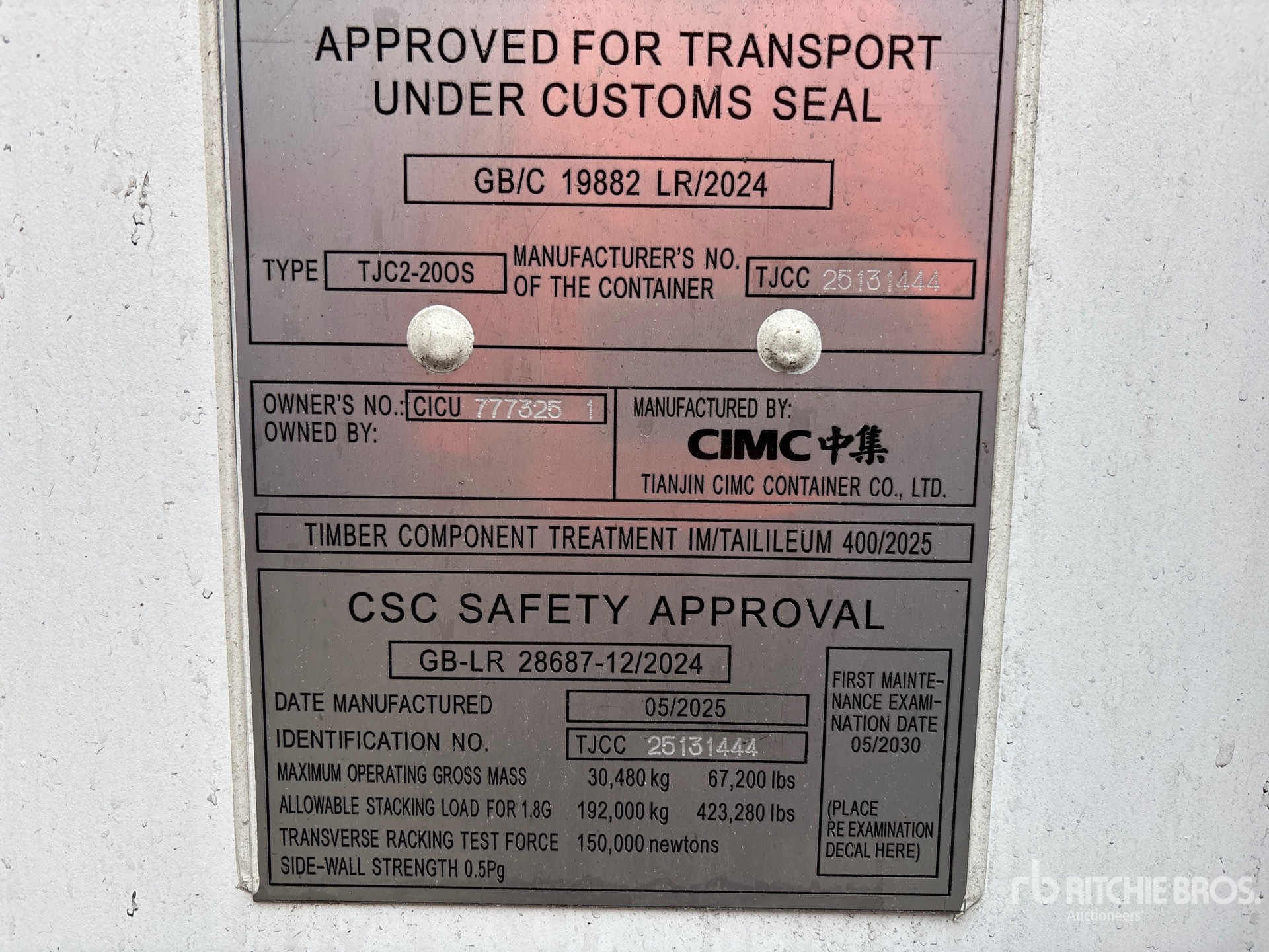 General Appearance with Serial Number / VIN