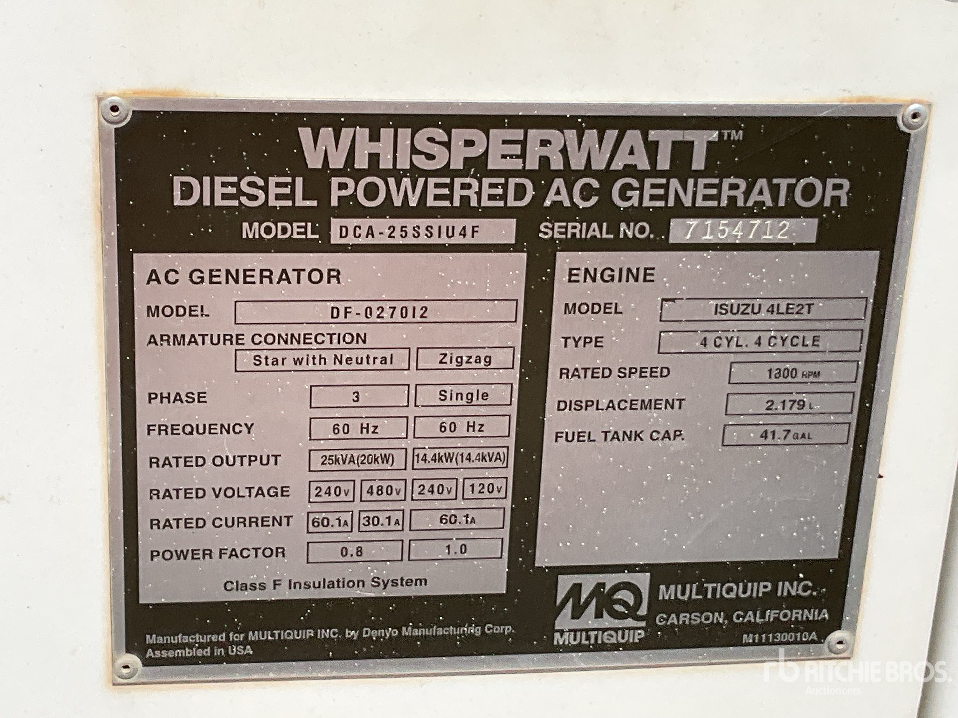 General Appearance with Serial Number / VIN
