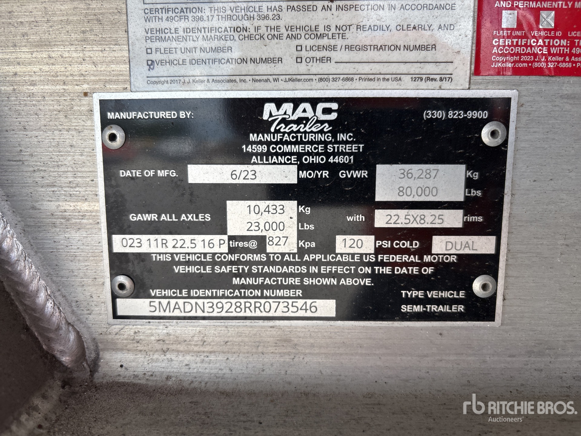 2024 Mac 39 FT T/A ALUMINUM QUARTER FRAME