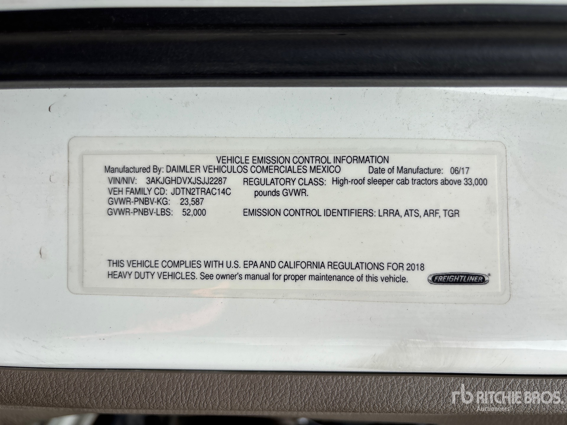 General Appearance with Serial Number / VIN