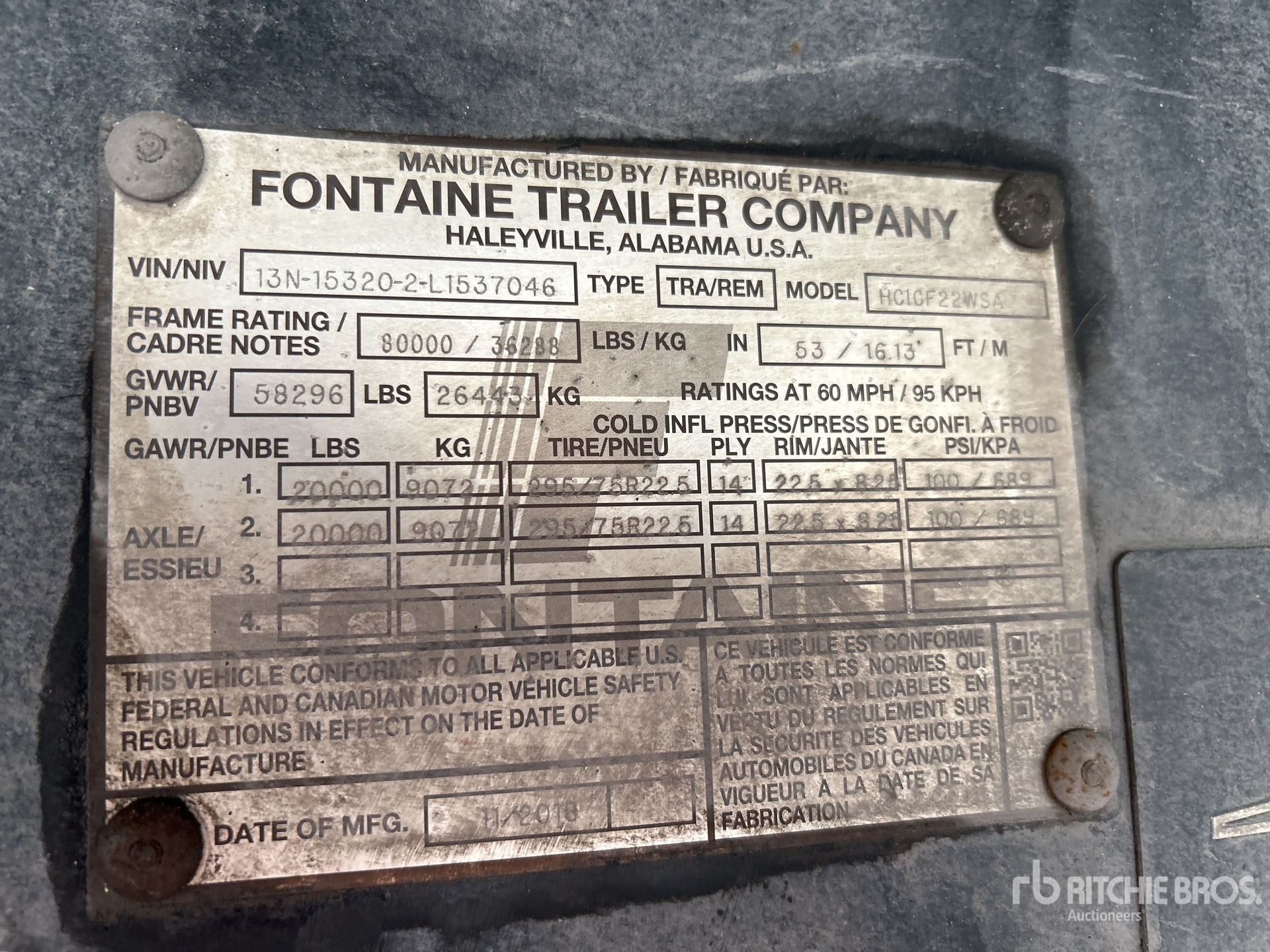 General Appearance with Serial Number / VIN