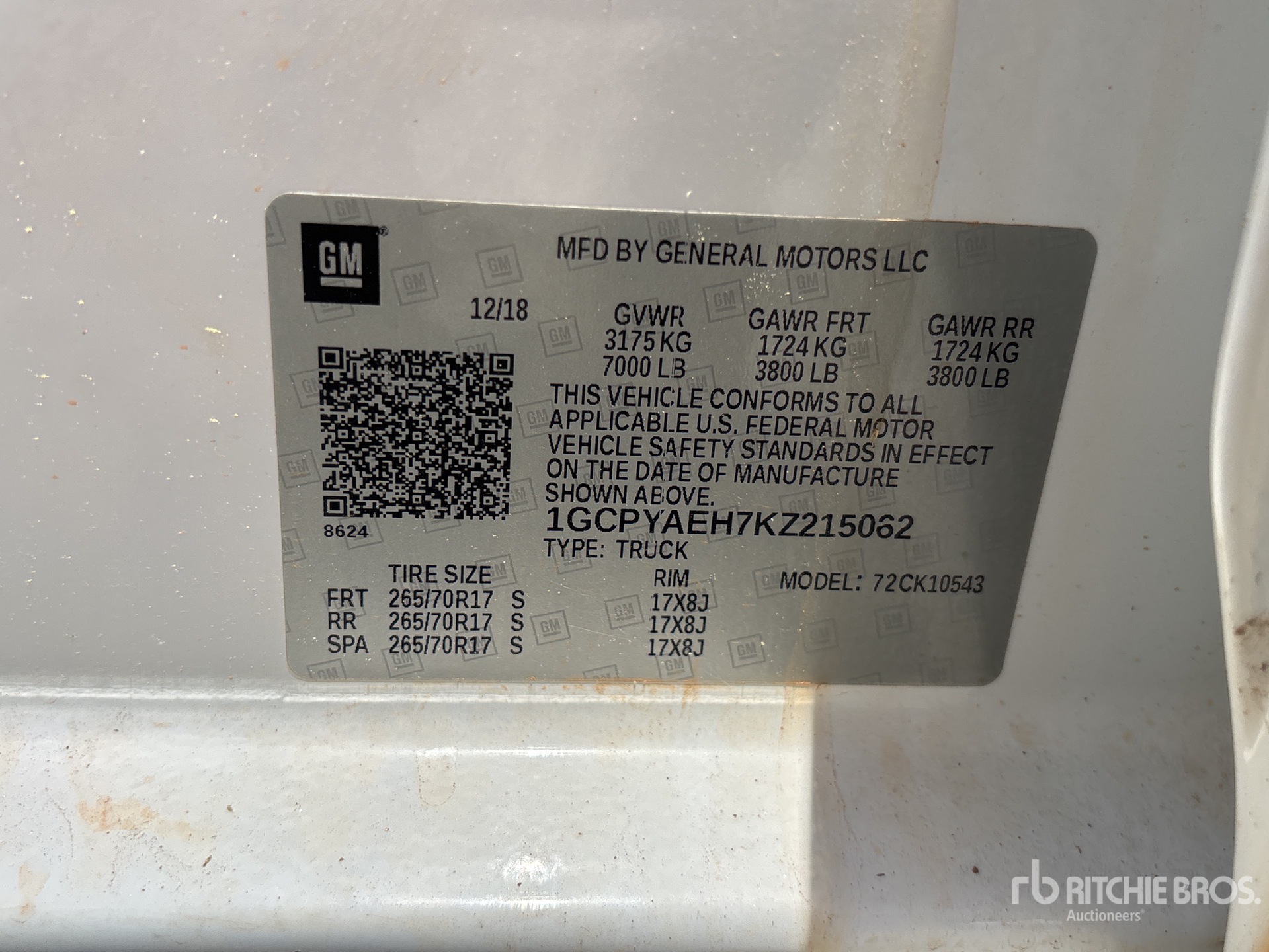 General Appearance with Serial Number / VIN