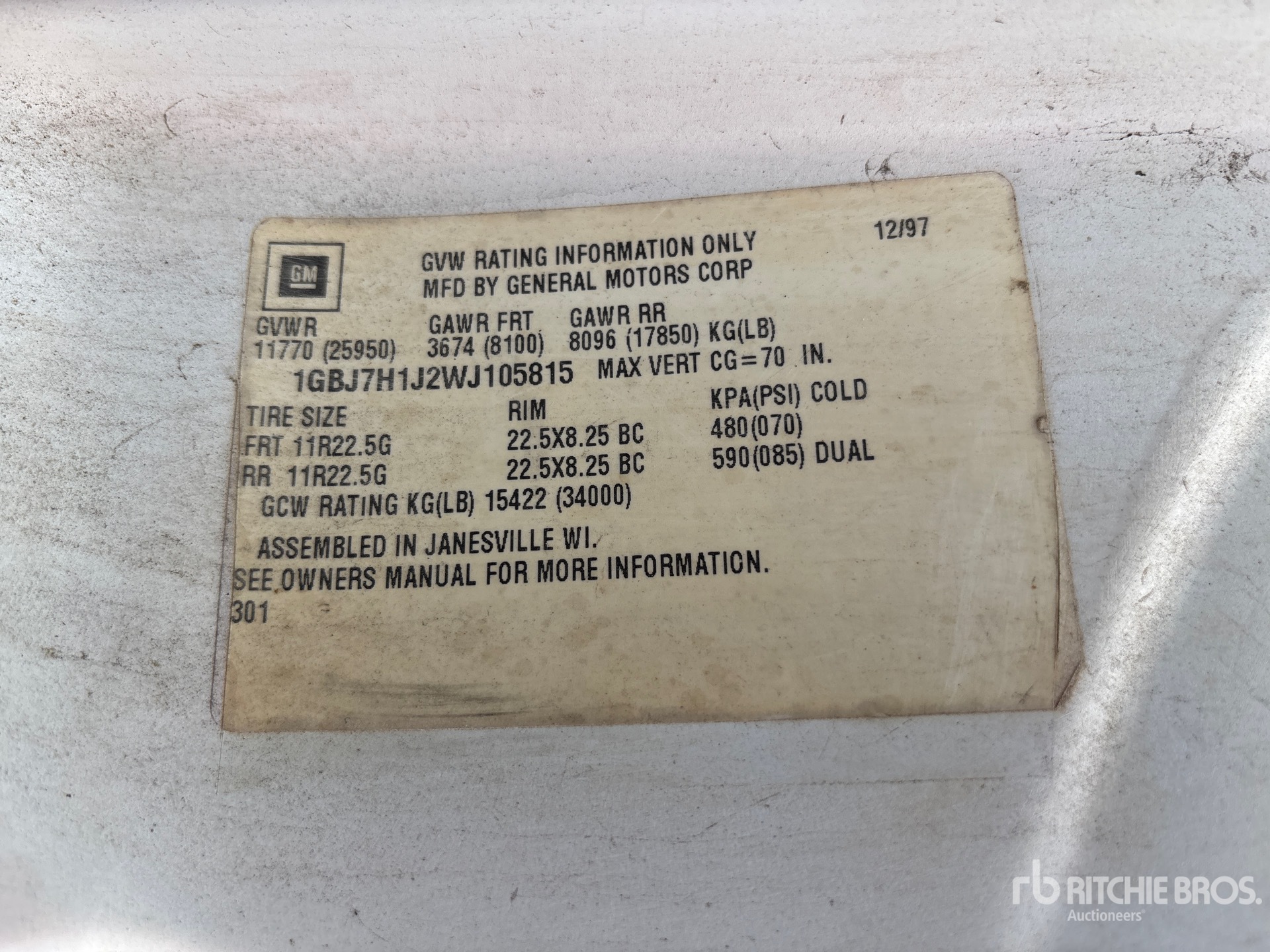 General Appearance with Serial Number / VIN
