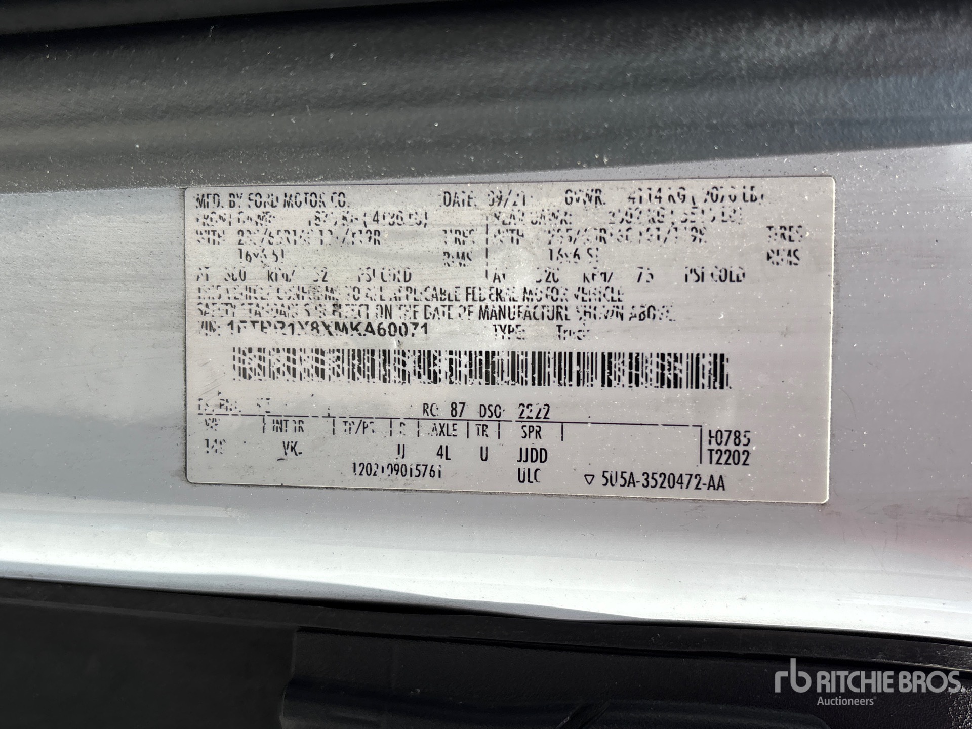 General Appearance with Serial Number / VIN