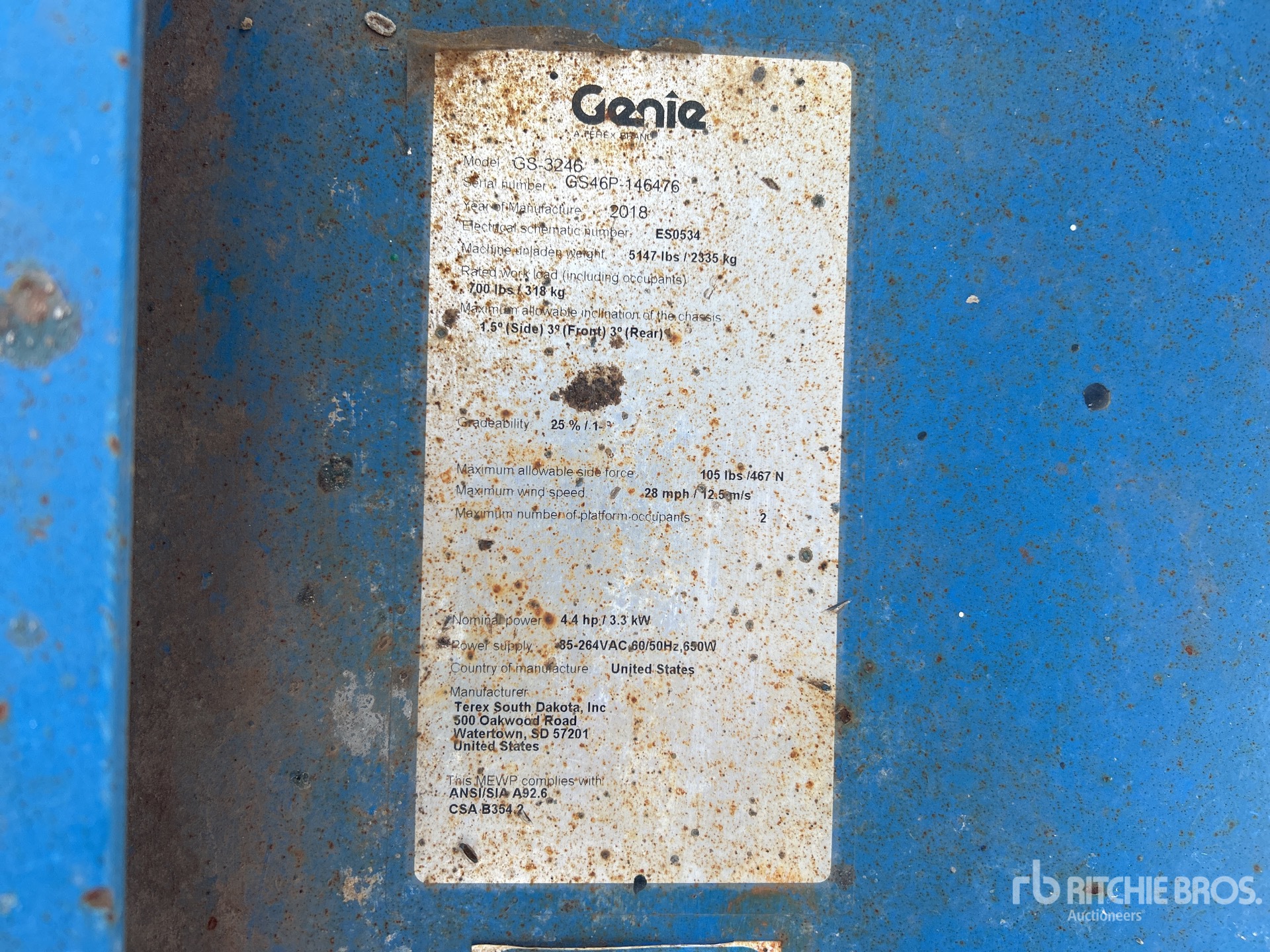 General Appearance with Serial Number / VIN