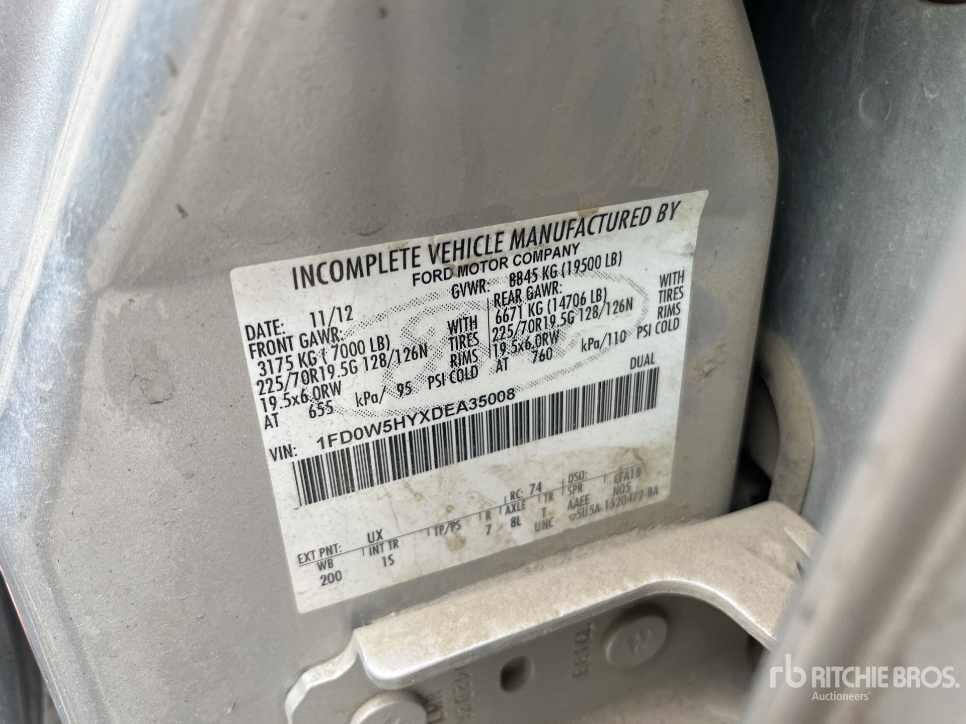 General Appearance with Serial Number / VIN