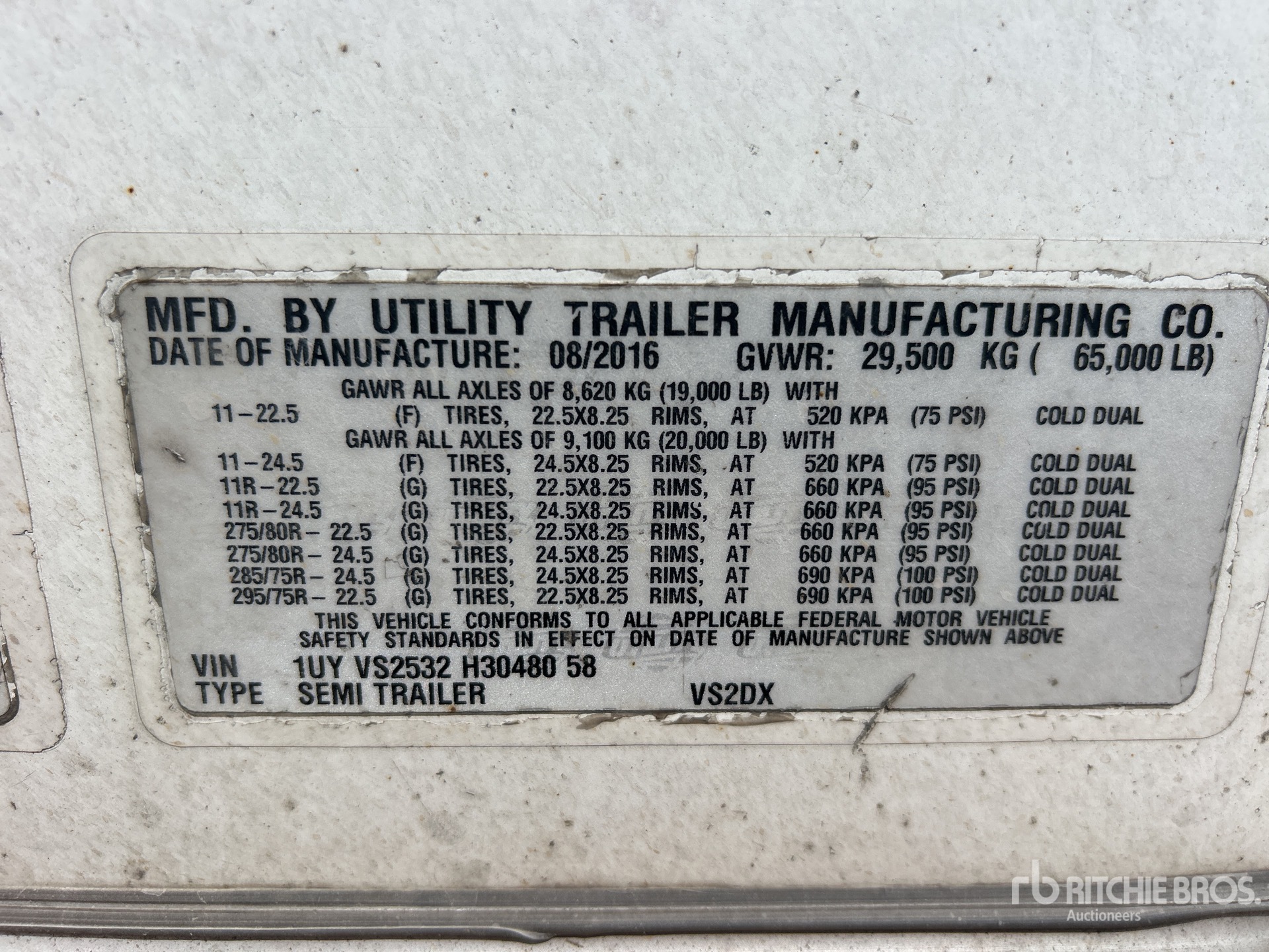 General Appearance with Serial Number / VIN