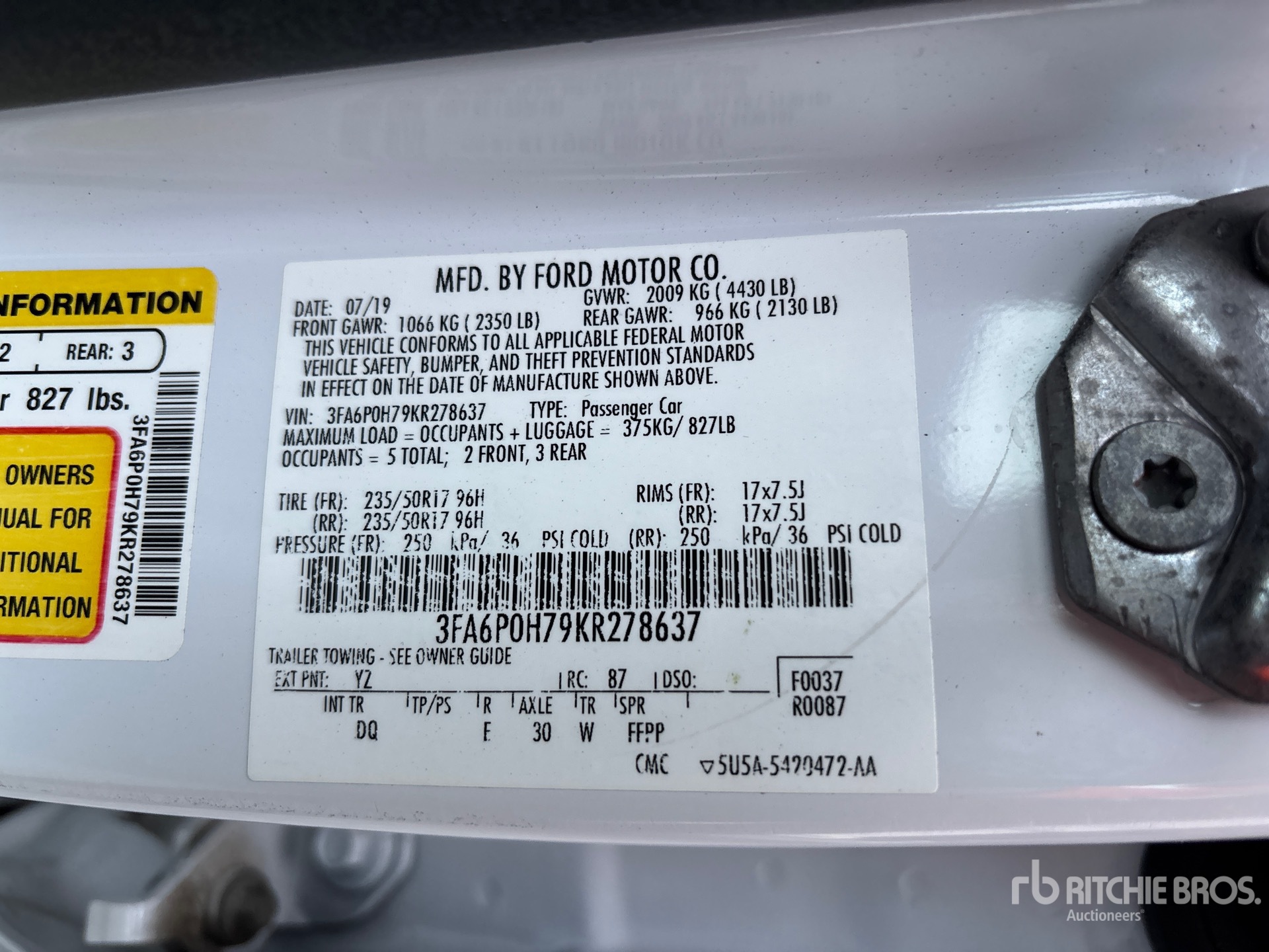 General Appearance with Serial Number / VIN
