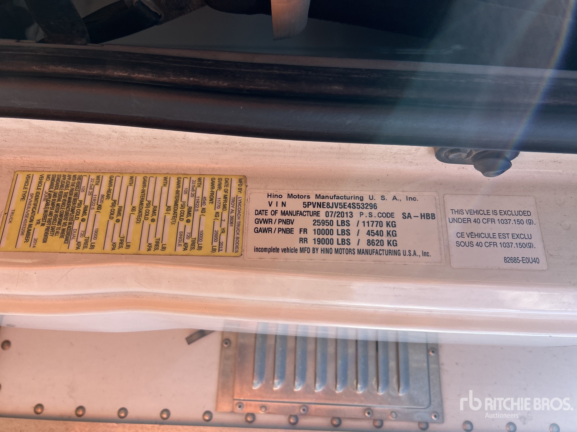 General Appearance with Serial Number / VIN