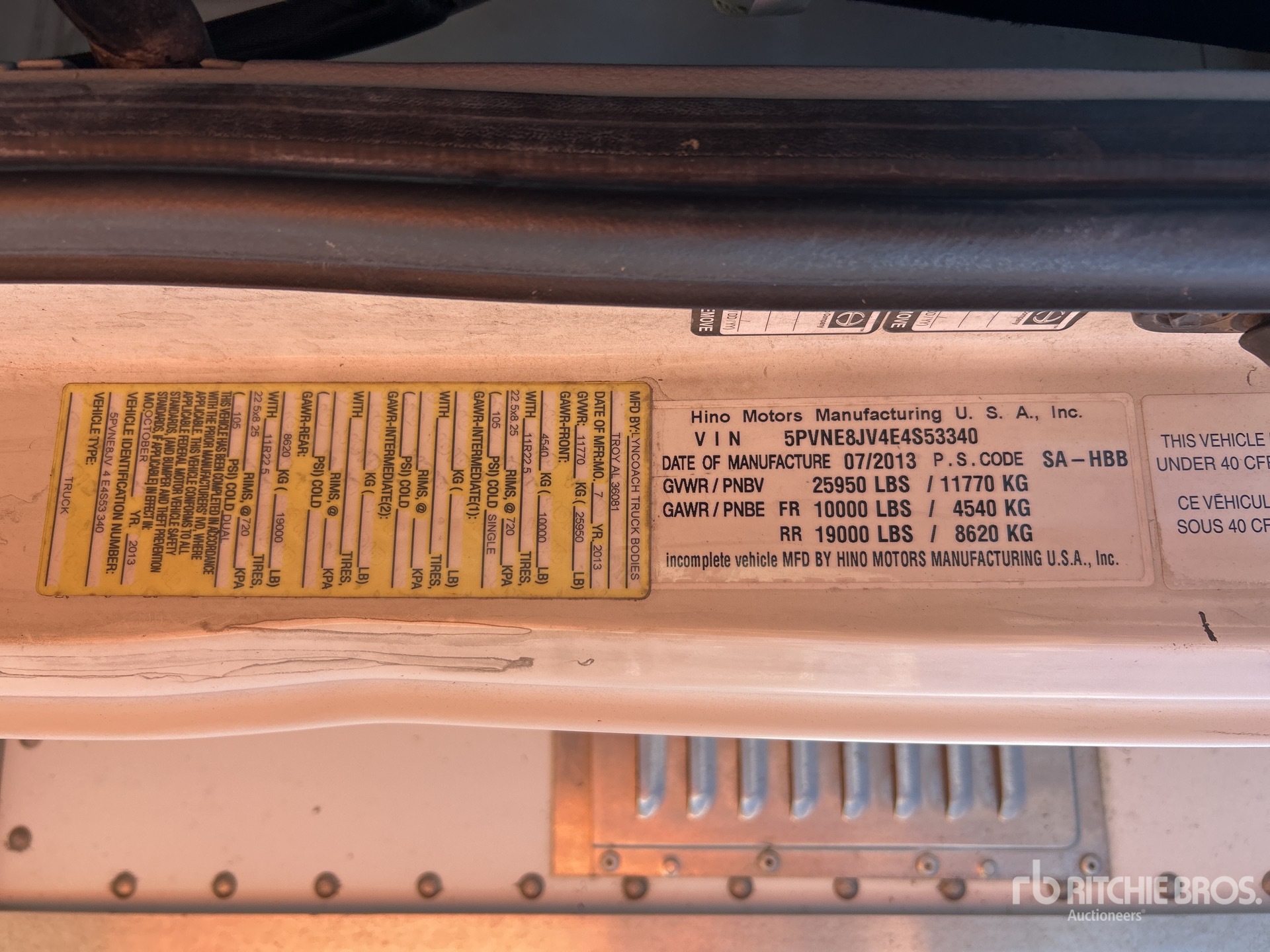 General Appearance with Serial Number / VIN