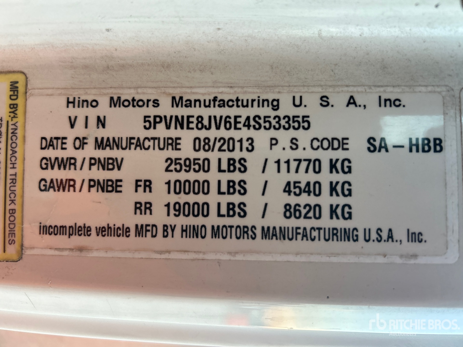 General Appearance with Numéro de série/Numéro d'identification du véhicule automobile
