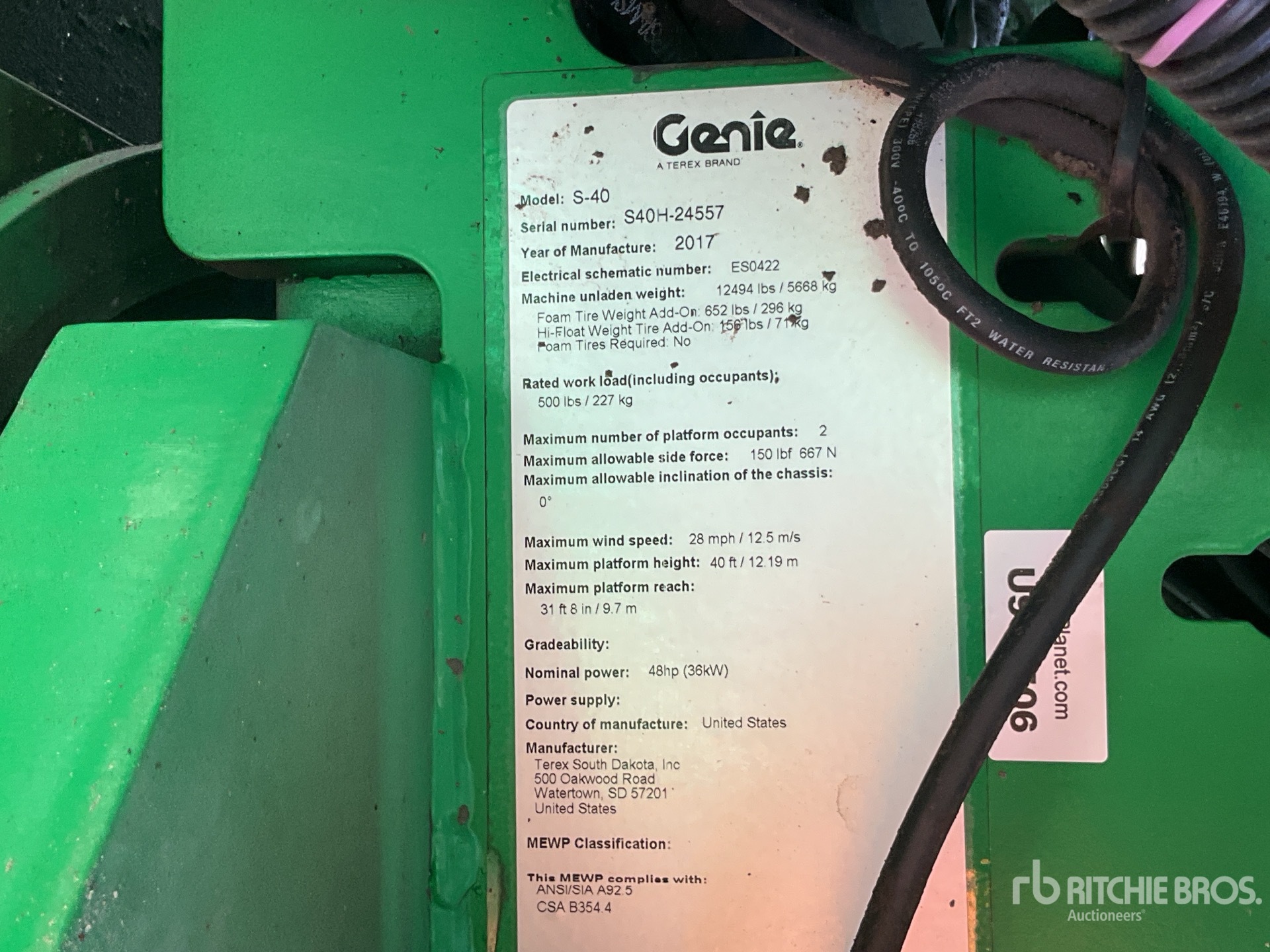 General Appearance with Serial Number / VIN