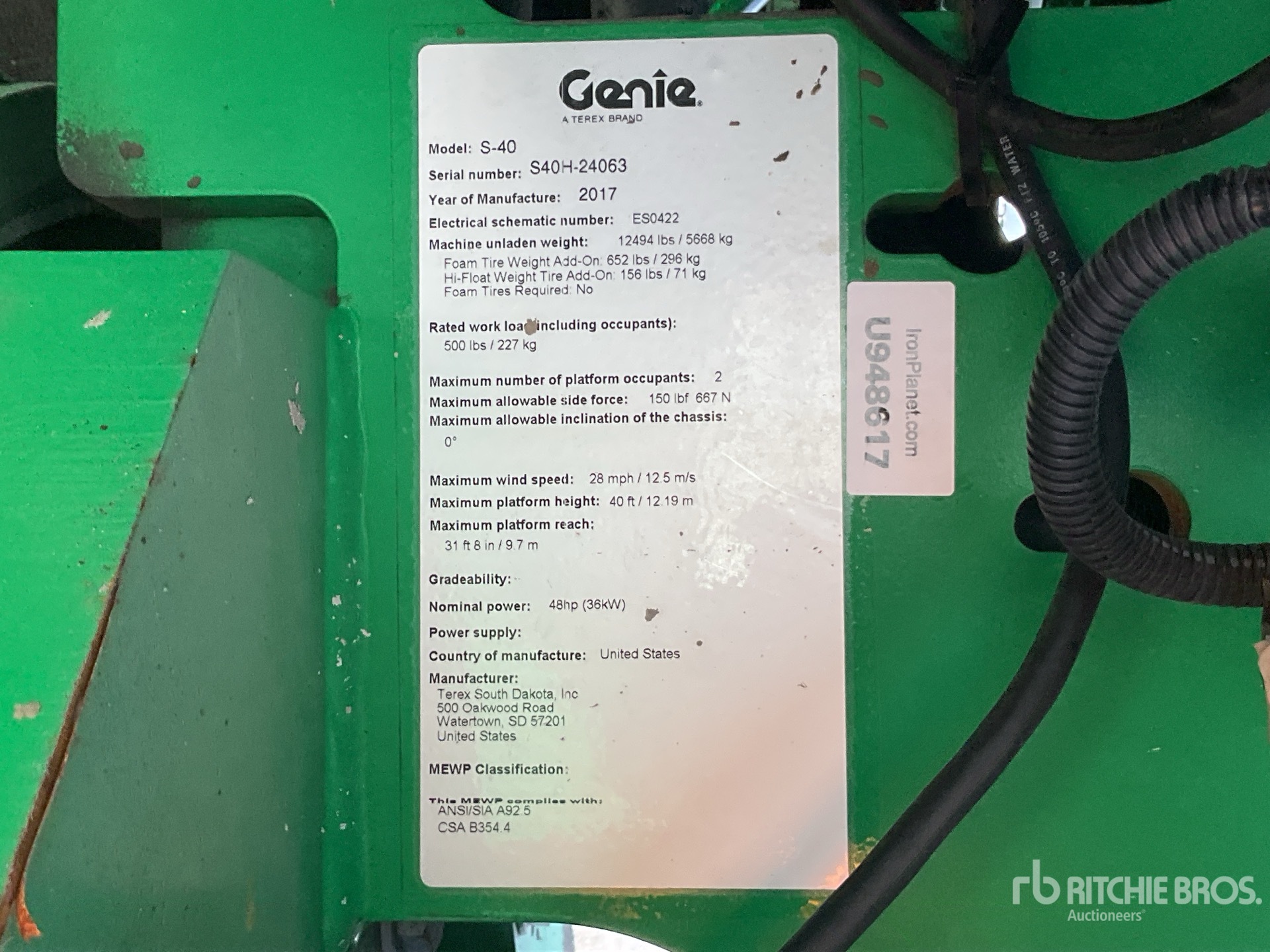 General Appearance with Serial Number / VIN