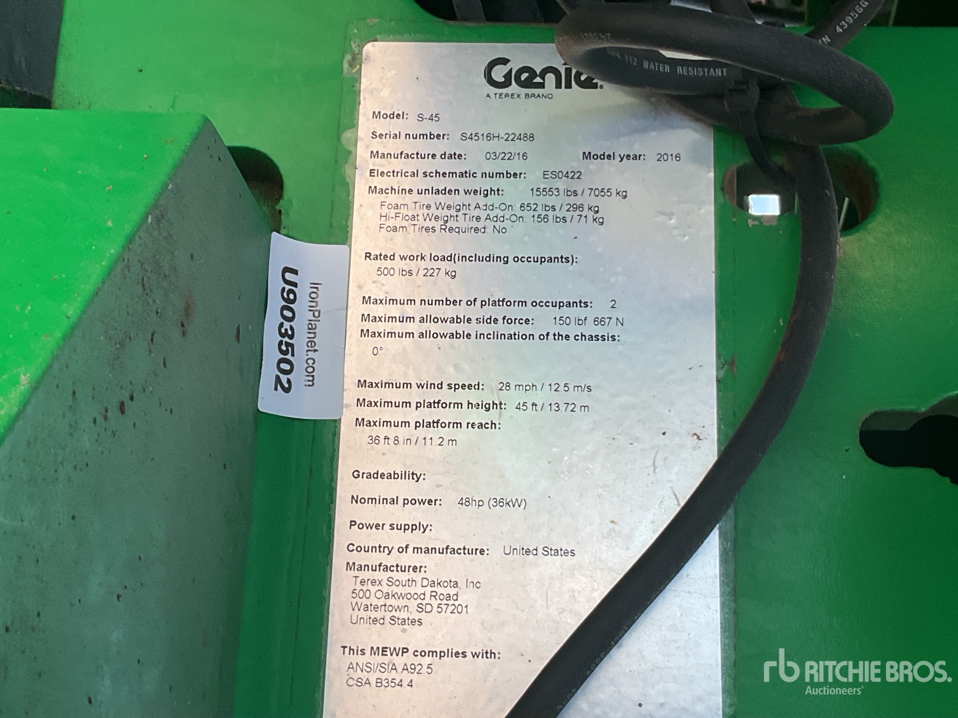 General Appearance with Serial Number / VIN