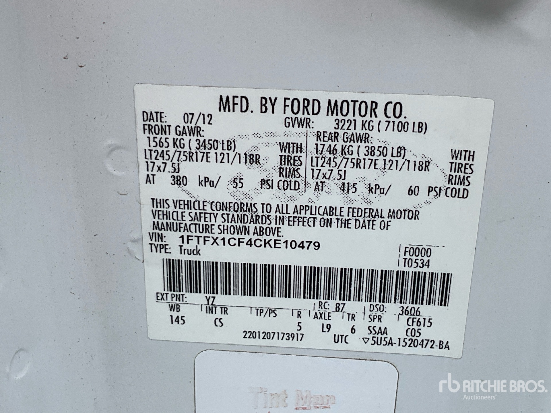 General Appearance with Serial Number / VIN