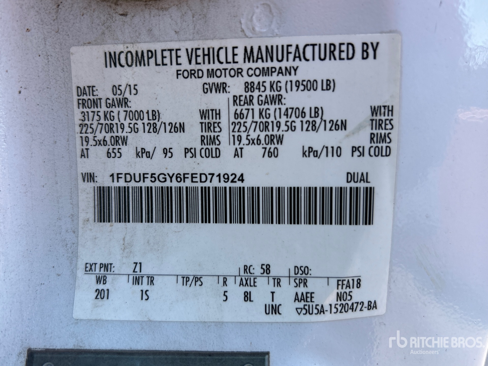 General Appearance with Serial Number / VIN