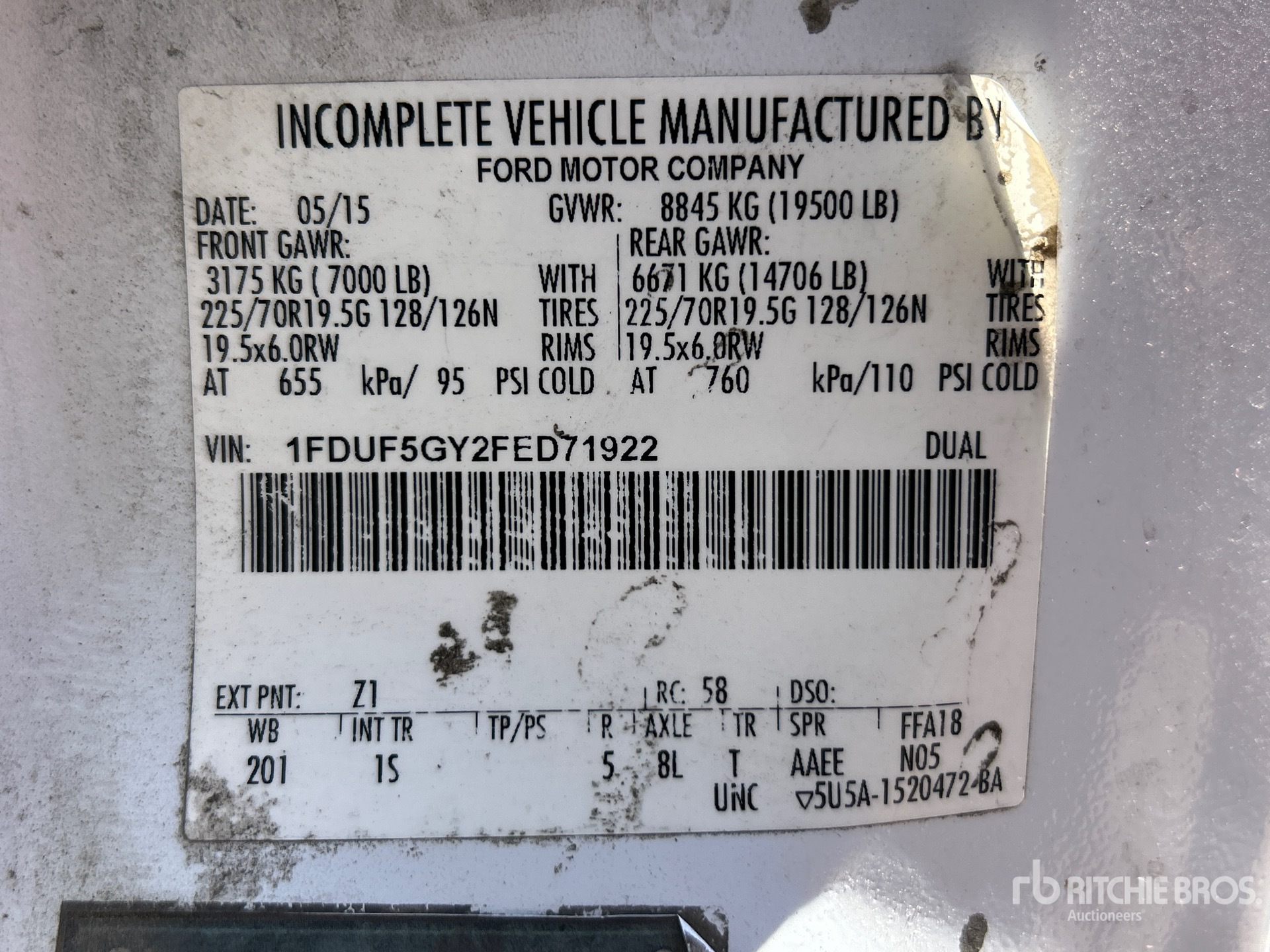 General Appearance with Serial Number / VIN
