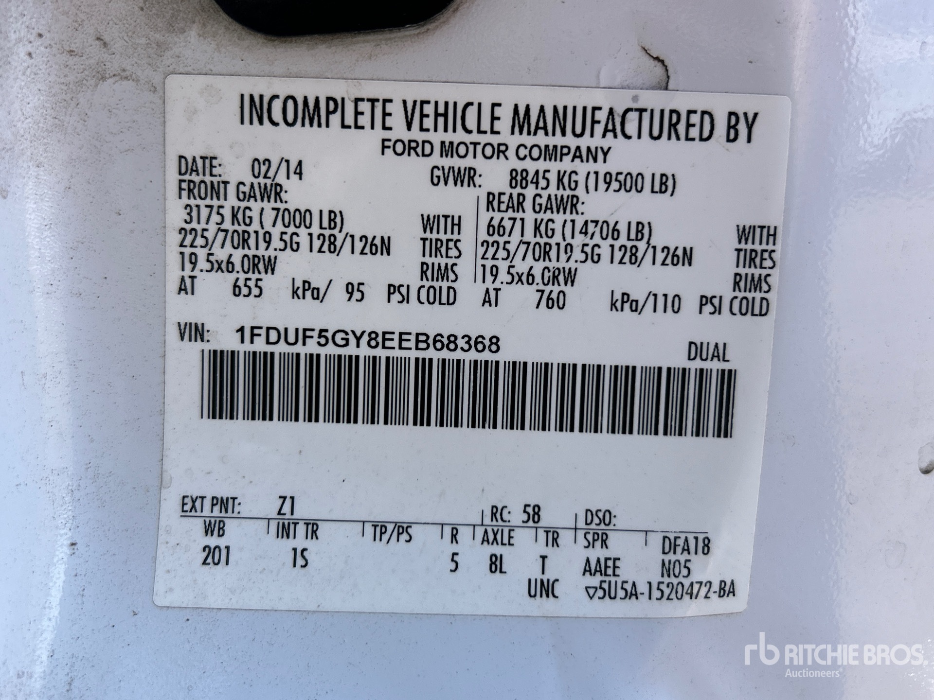 General Appearance with Serial Number / VIN