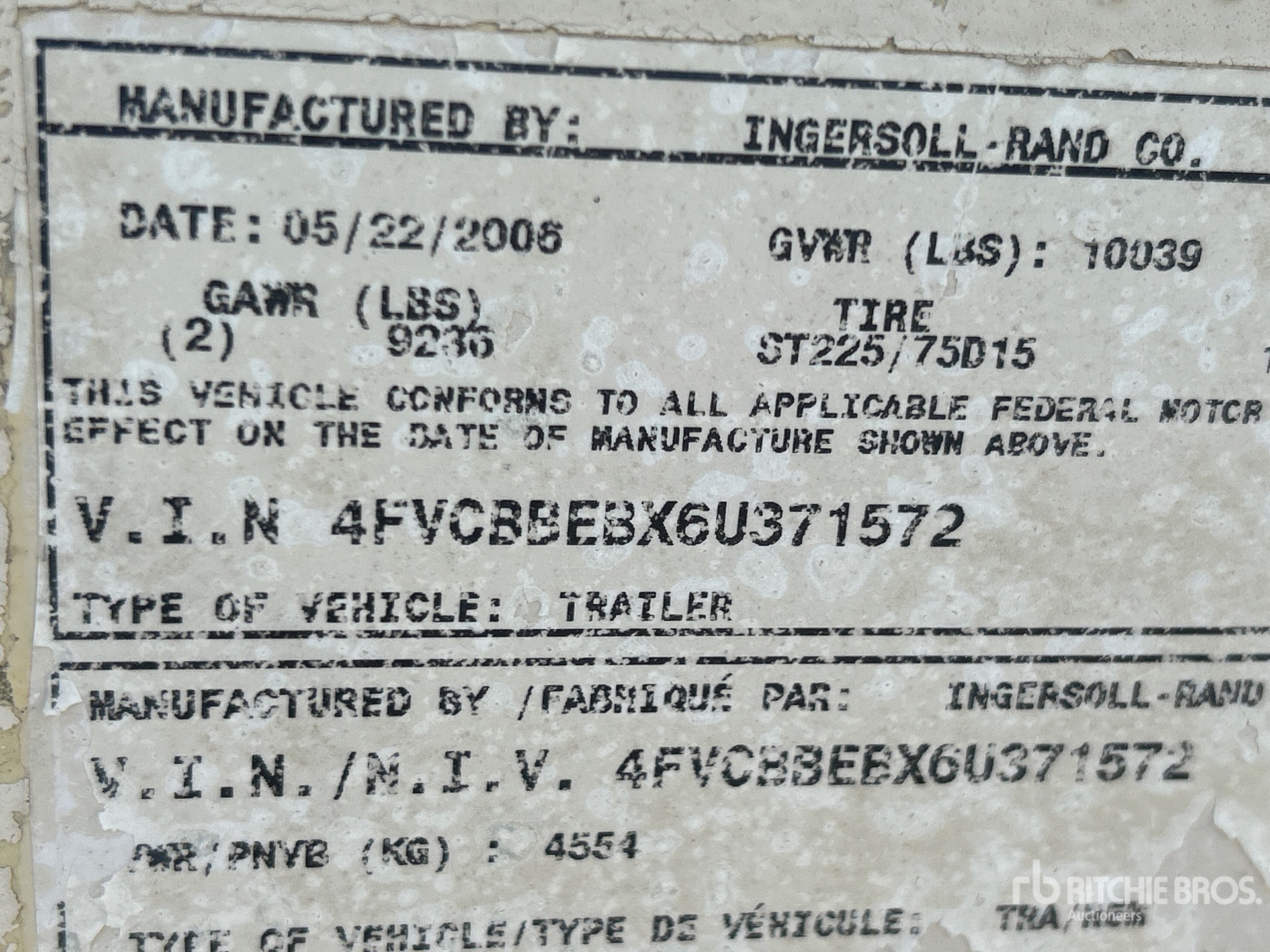General Appearance with Serial Number / VIN