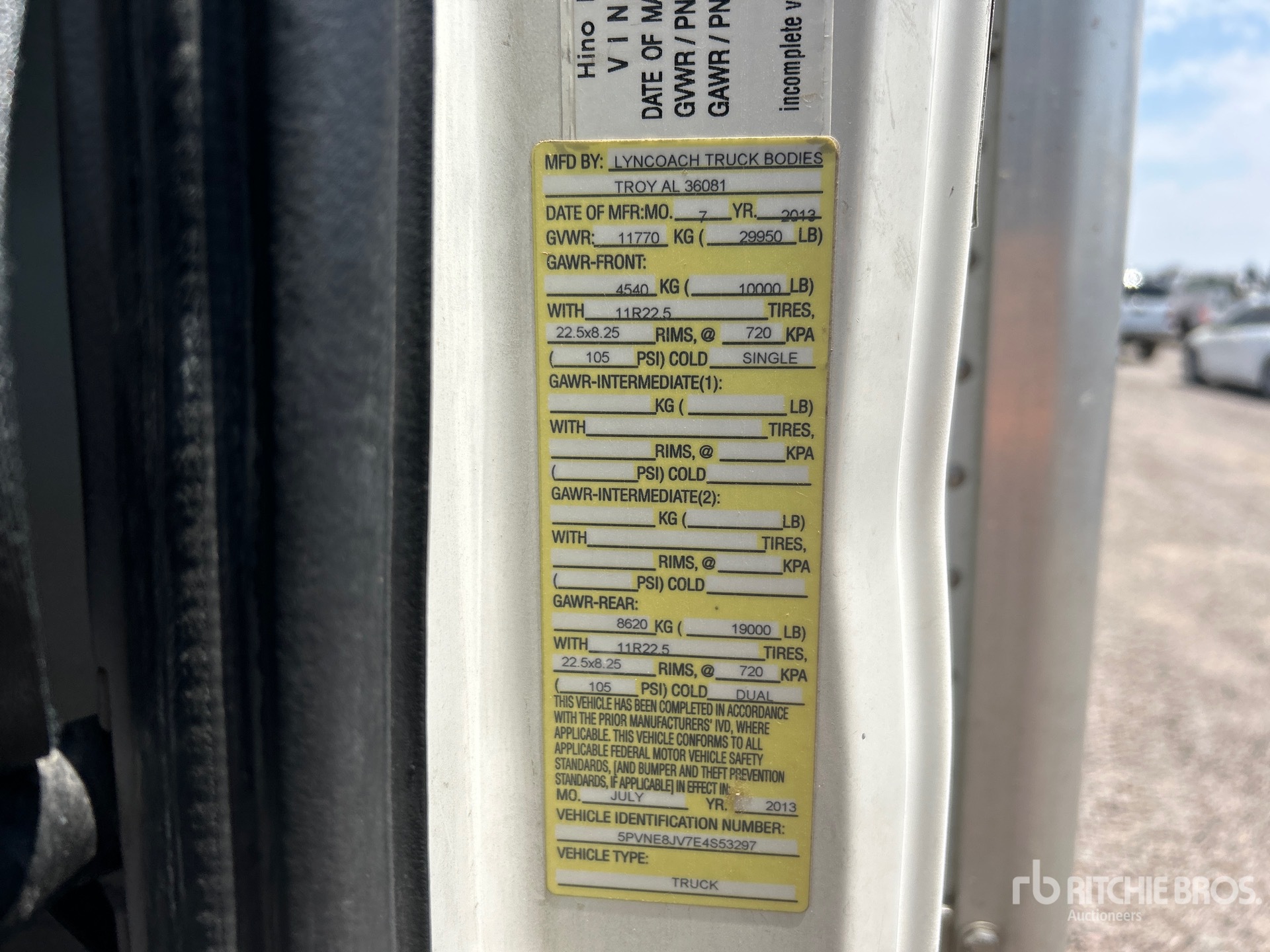 General Appearance with Serial Number / VIN