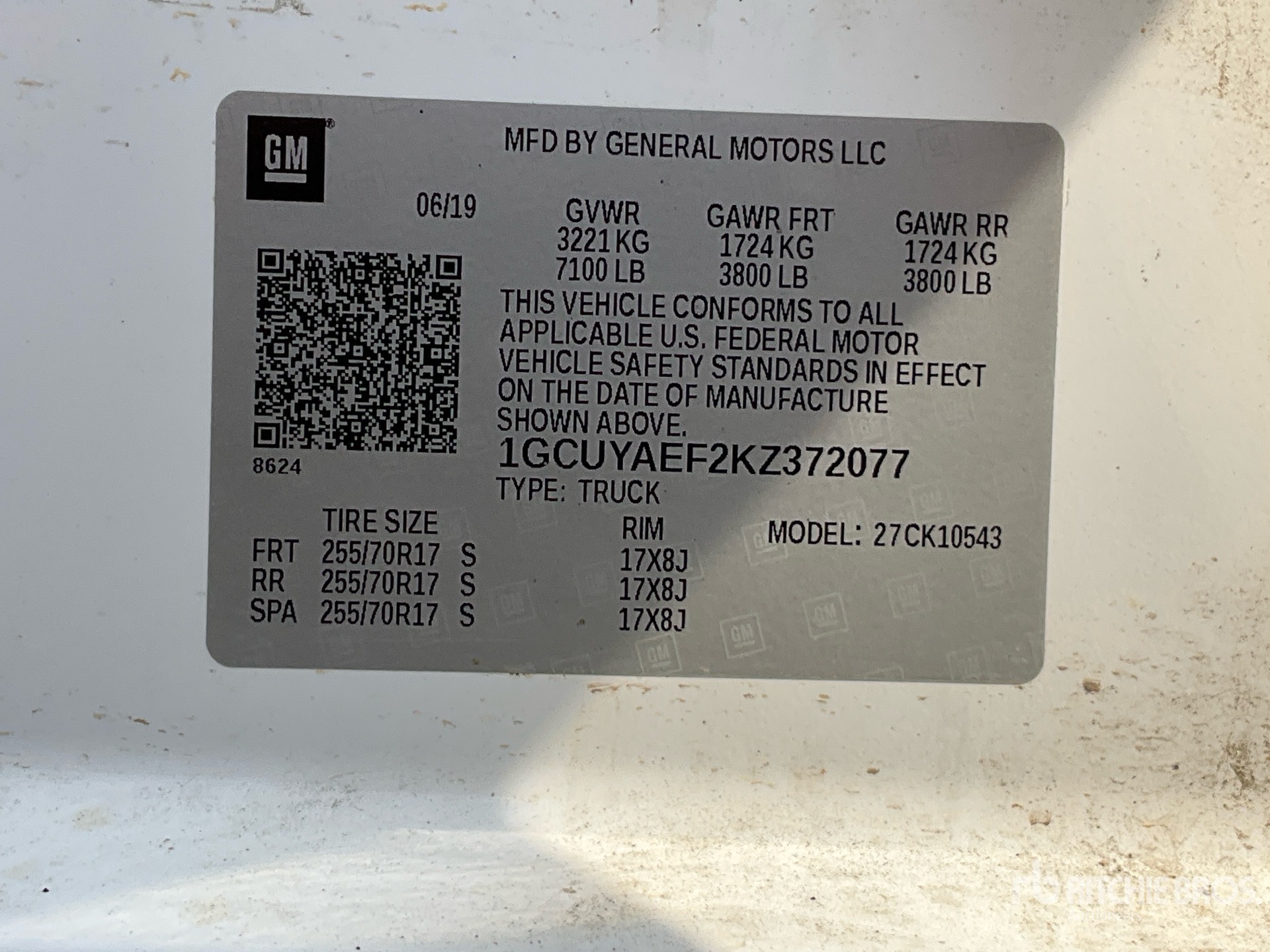 General Appearance with Serial Number / VIN