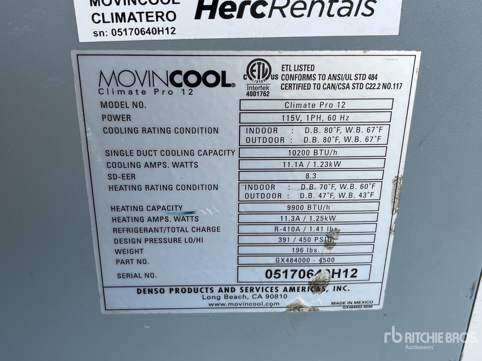 General Appearance with Serial Number / VIN
