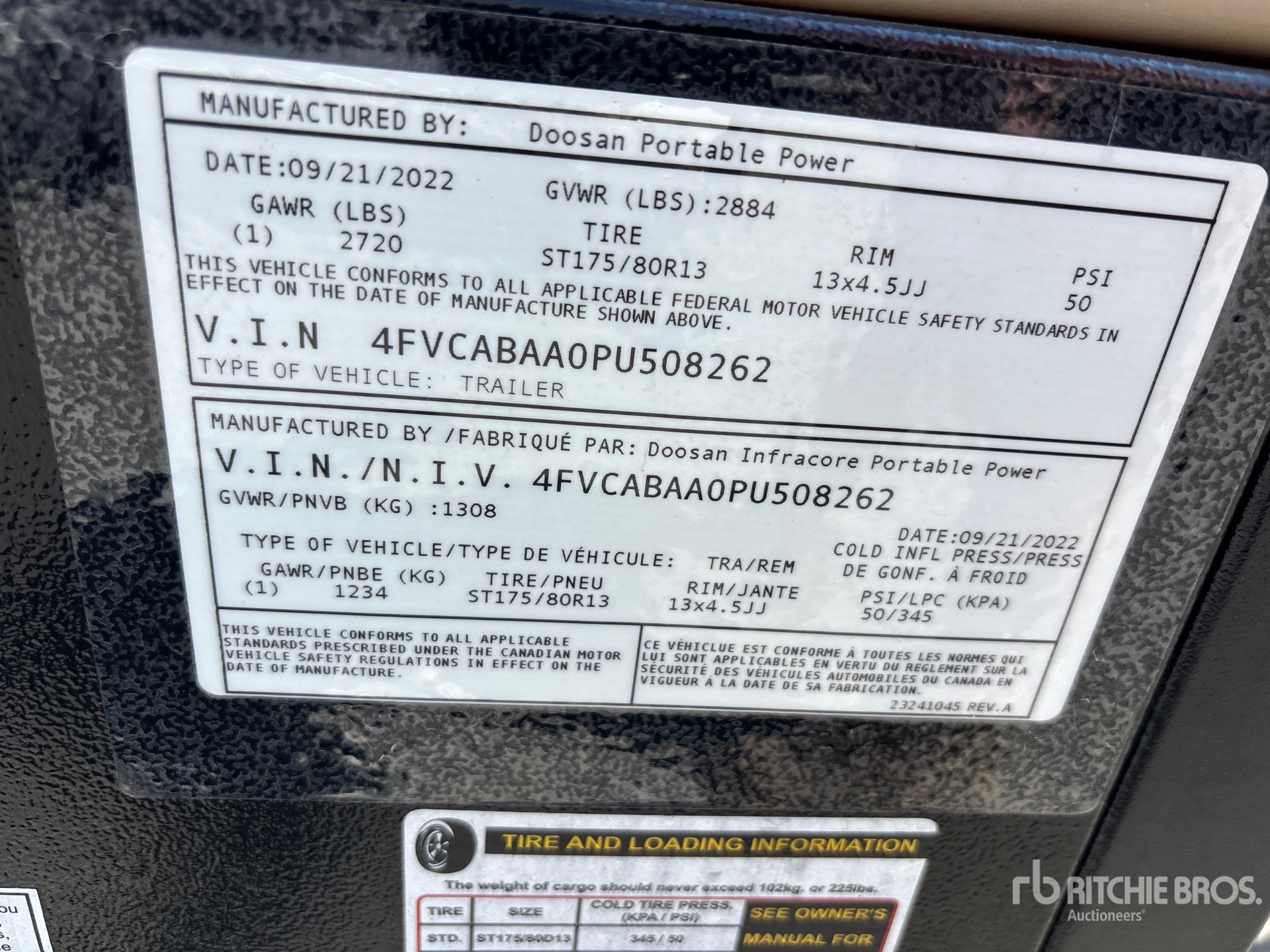 General Appearance with Serial Number / VIN